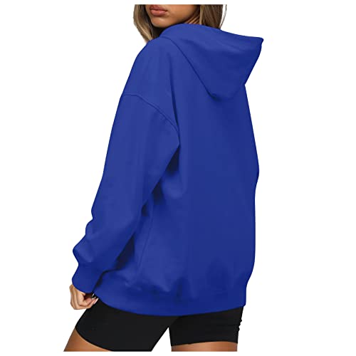 Women's Casual Hoodies Long Sleeve Lightweight Solid Pullover Tops Loose Fall Winter Sweatshirt with Pocket