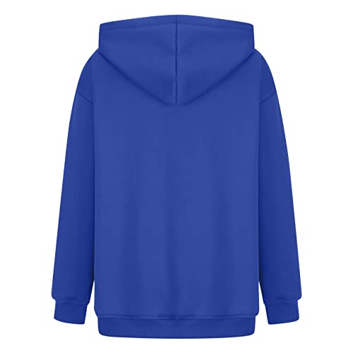 Women's Casual Hoodies Long Sleeve Lightweight Solid Pullover Tops Loose Fall Winter Sweatshirt with Pocket
