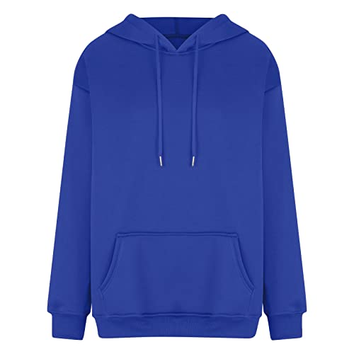 Women's Casual Hoodies Long Sleeve Lightweight Solid Pullover Tops Loose Fall Winter Sweatshirt with Pocket