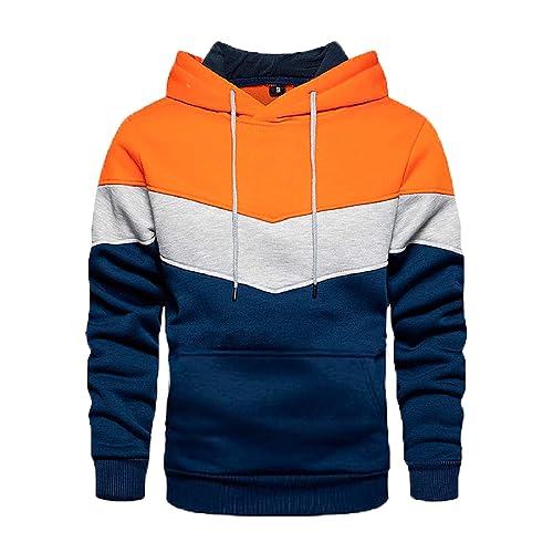 Men Hoodies Pullover Casual Long Sleeve Hooded Sweatshirts Drawstring Fall Hoodies Pullover Tops with Pockets