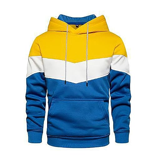 Men Hoodies Pullover Casual Long Sleeve Hooded Sweatshirts Drawstring Fall Hoodies Pullover Tops with Pockets