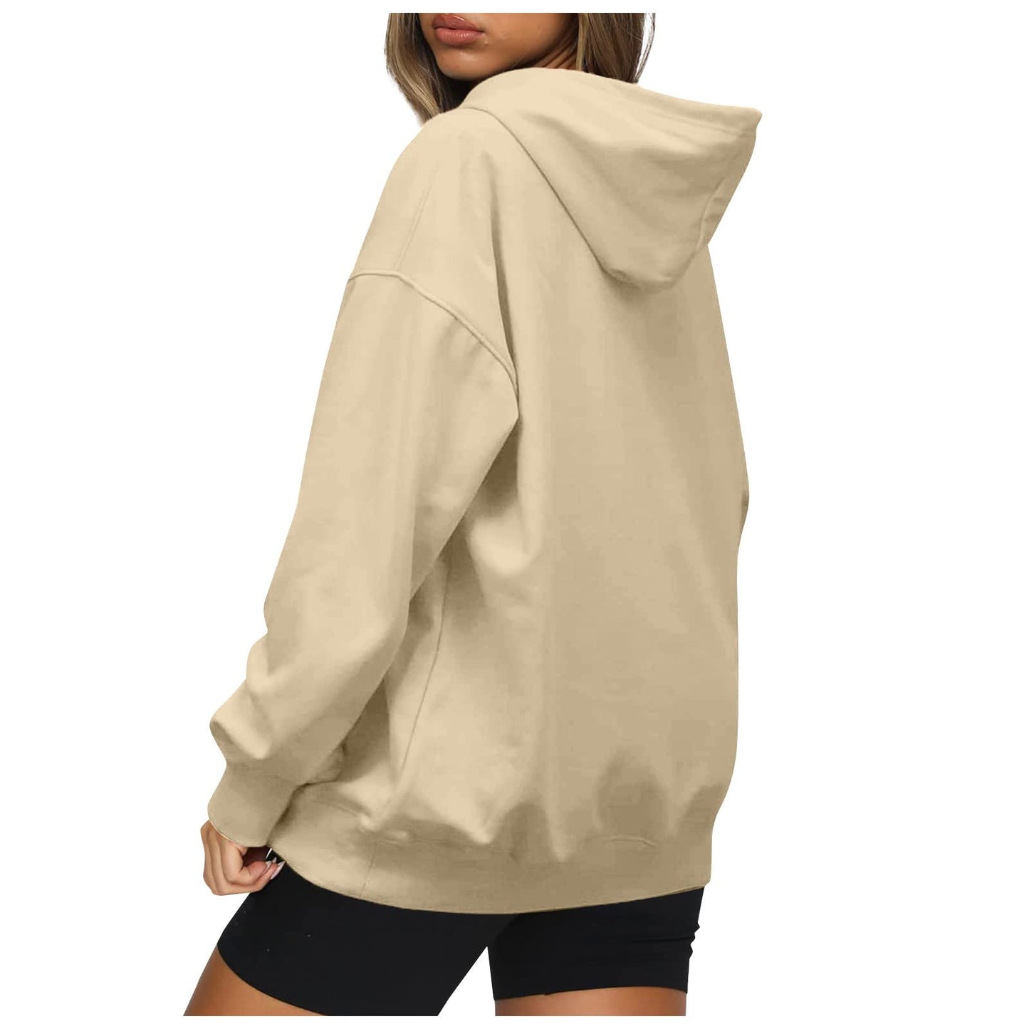 Women's Casual Hoodies Long Sleeve Lightweight Solid Pullover Tops Loose Fall Winter Sweatshirt with Pocket