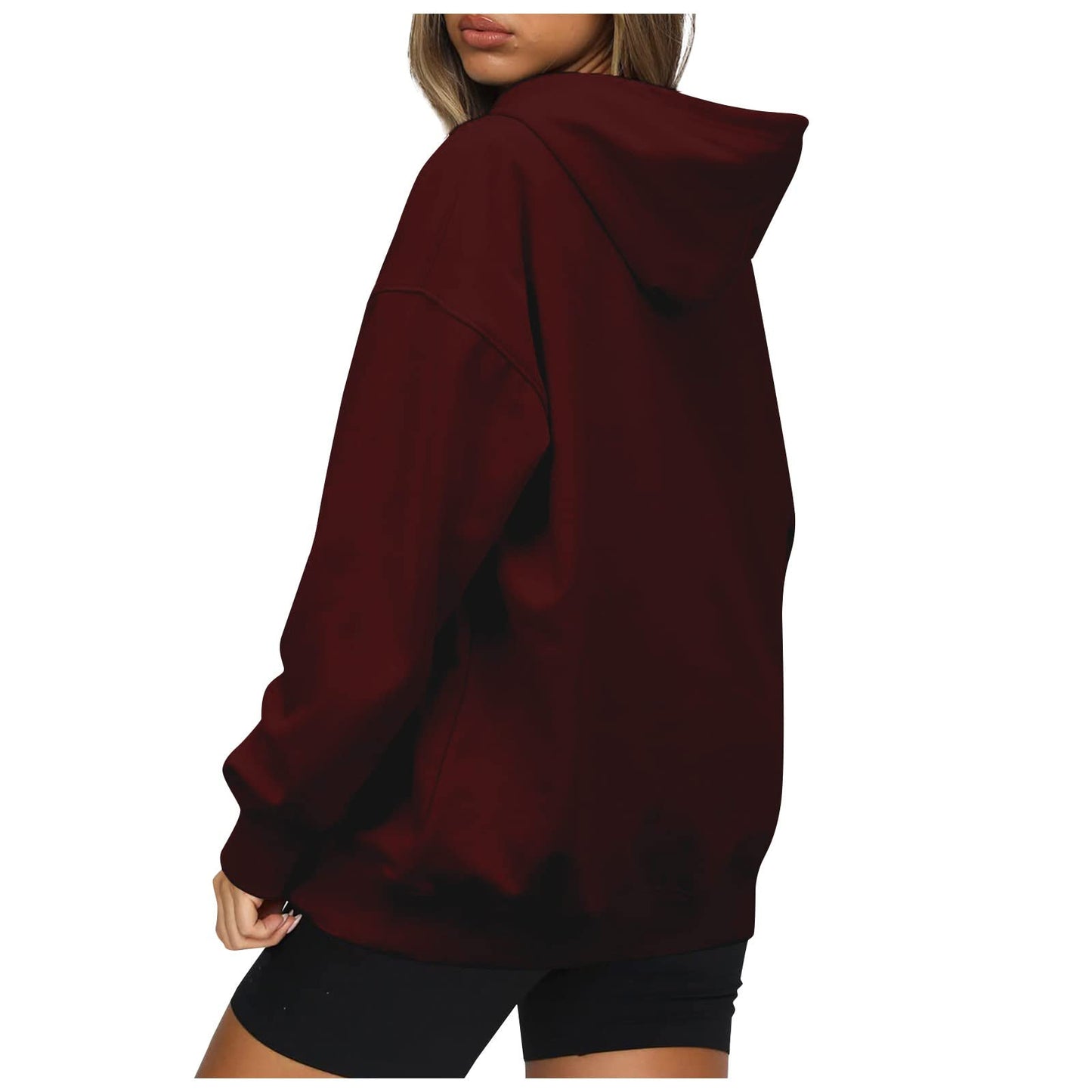 Women's Casual Hoodies Long Sleeve Lightweight Solid Pullover Tops Loose Fall Winter Sweatshirt with Pocket