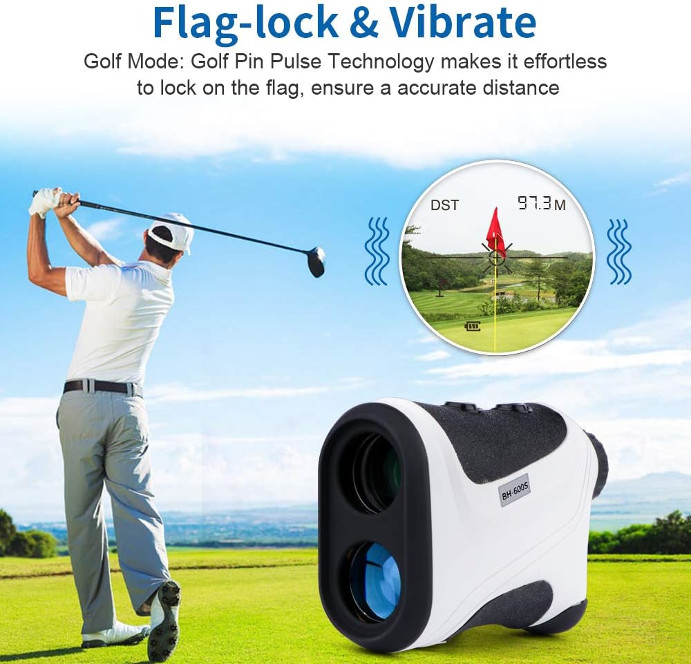 MOESAPU Range Finder Golf with Slope, 1200 Yards Laser Rangefinder with Tripod Mount Hole, 7X Magnification Flag Lock for Hunting, Distance Laser Measurment Rangefinder Accessories, White
