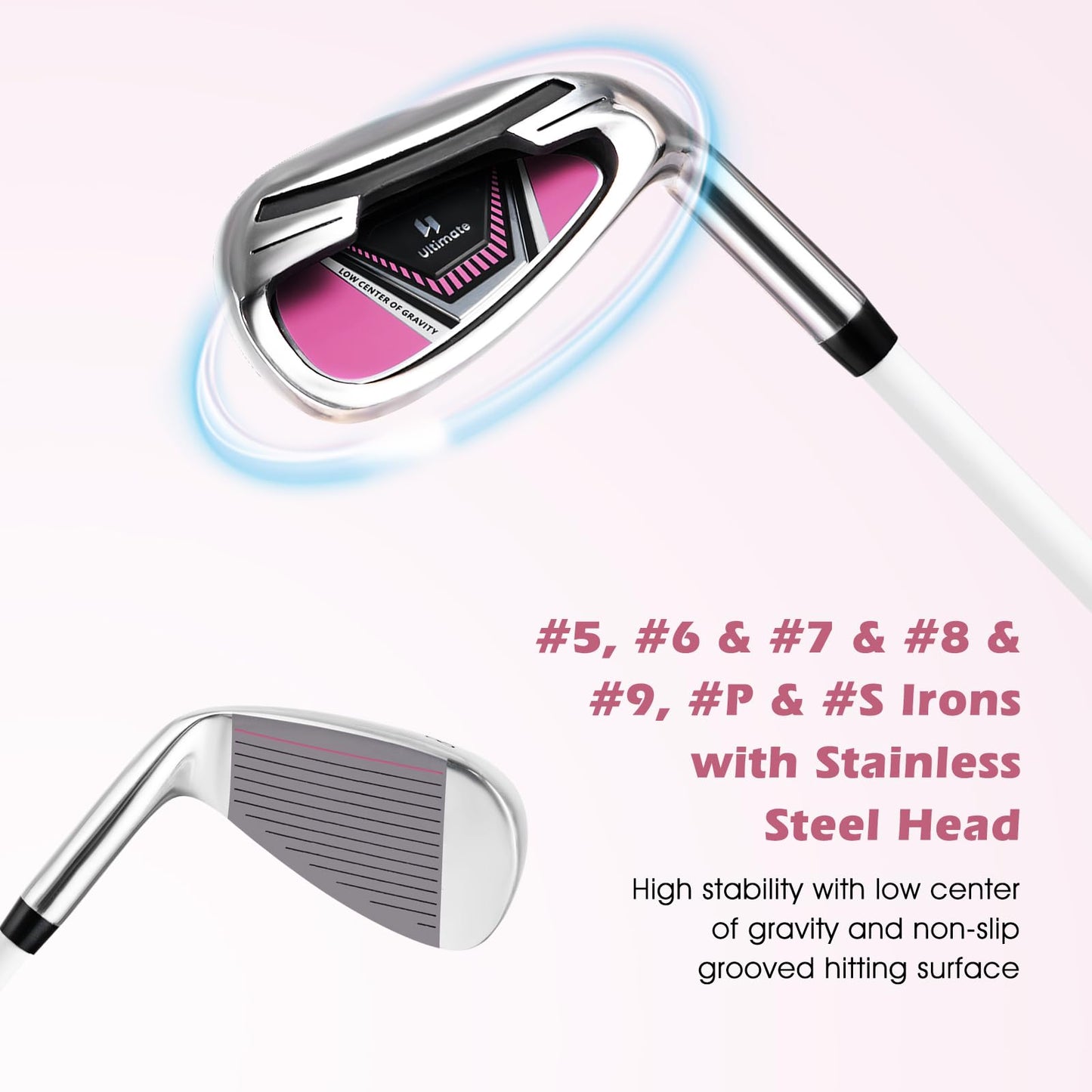 Tangkula 12 Pieces Women’s Complete Golf Club Set Right Hand, Golf Club Package Set with 460CC #1 Driver & #3 Fairway & #5 Hybrid & #5/#6/#7/#8/#9/#P/#S Irons, Putter, Portable Golf Cart Bag