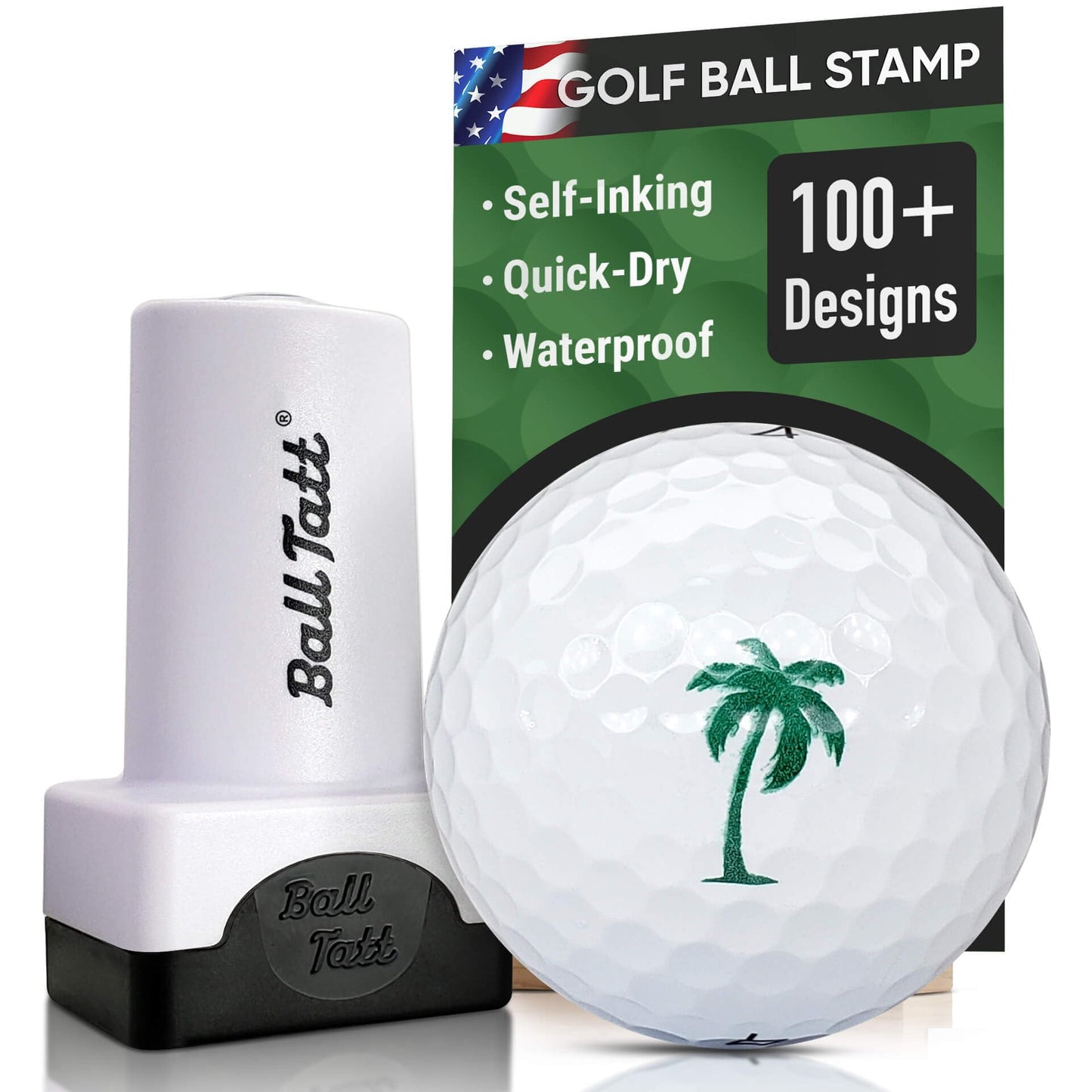 Golf Ball Stamp - Self-Inking Marker - Quick-Dry Permanent Marking Tool, No Leaks or Refills, Reusable & Waterproof Golfing Stamper - Ideal Gift for Golfers, Dads, (Animals and Plants)