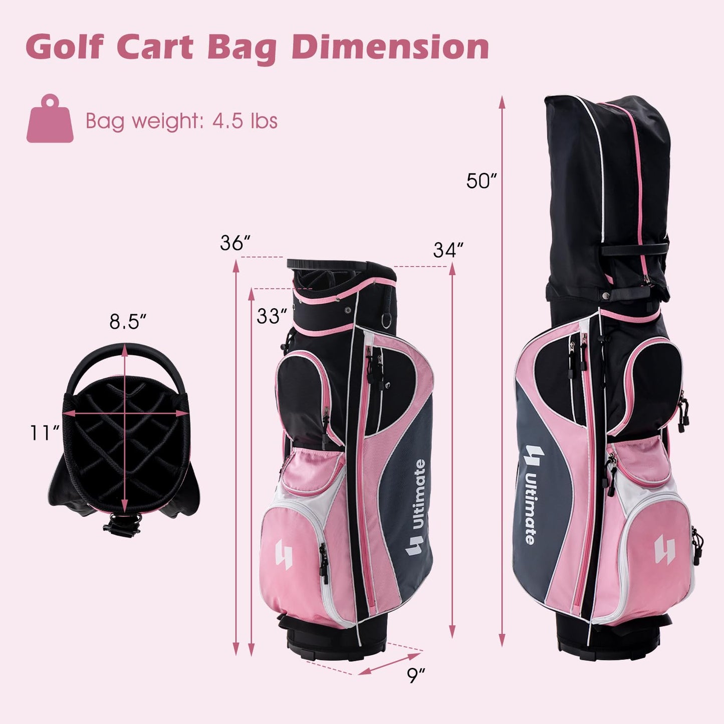 Tangkula 12 Pieces Women’s Complete Golf Club Set Right Hand, Golf Club Package Set with 460CC #1 Driver & #3 Fairway & #5 Hybrid & #5/#6/#7/#8/#9/#P/#S Irons, Putter, Portable Golf Cart Bag