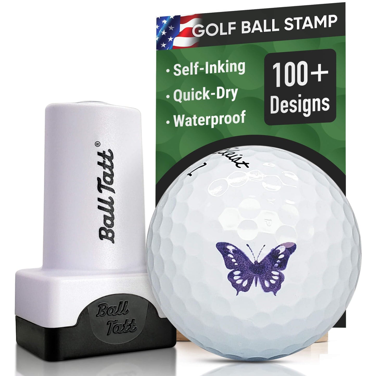 Golf Ball Stamp - Self-Inking Marker - Quick-Dry Permanent Marking Tool, No Leaks or Refills, Reusable & Waterproof Golfing Stamper - Ideal Gift for Golfers, Dads, (Animals and Plants)