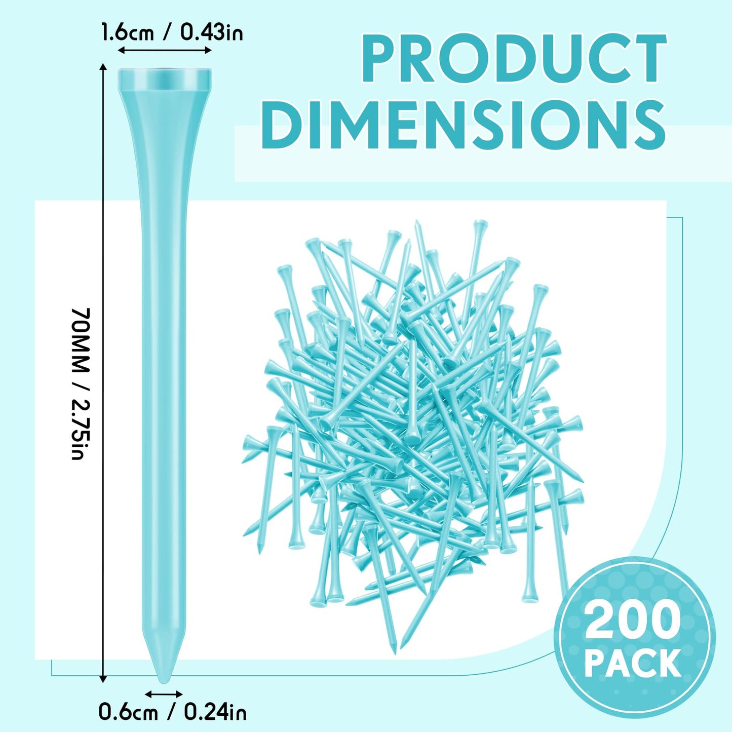 Jenaai 200 Pcs Golf Tees Bamboo Golf Tees Professional Golf Tees Bulk for Women Golf Club Accessories