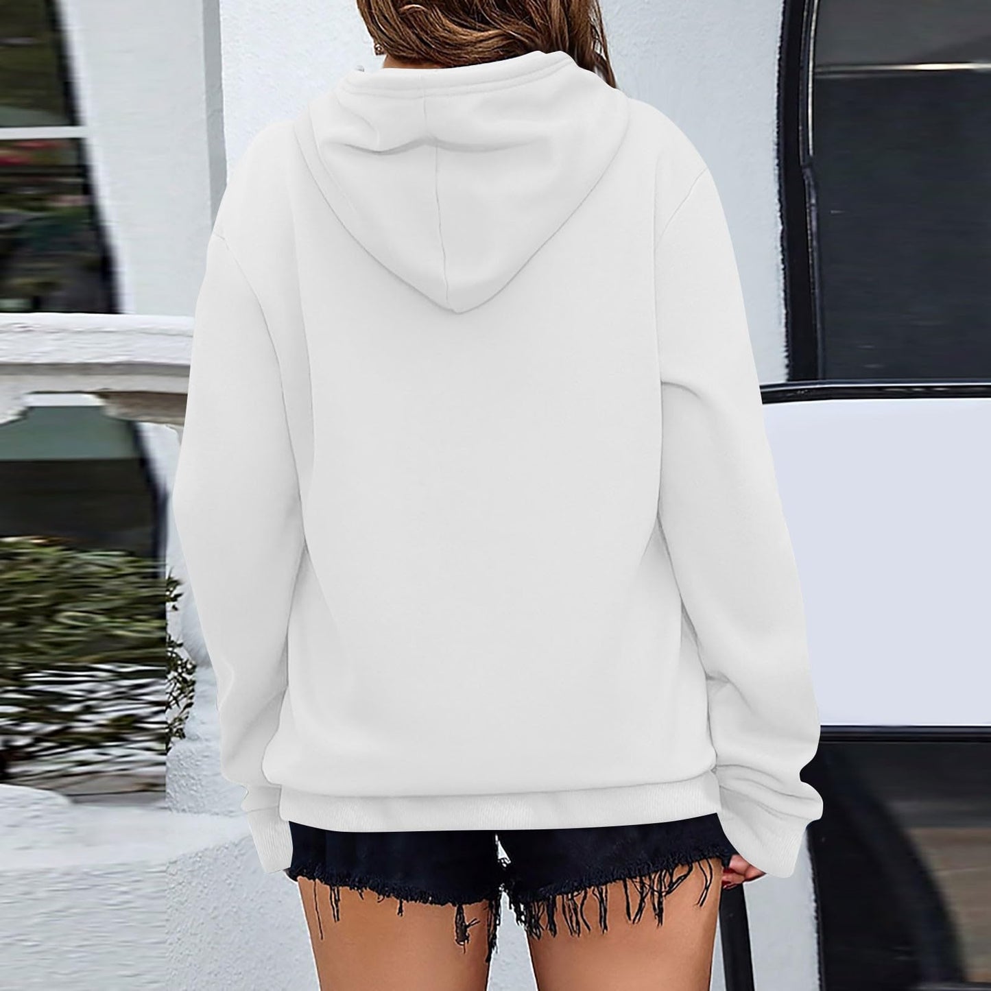 Women's Casual Hoodies Long Sleeve Lightweight Solid Pullover Tops Loose Fall Winter Sweatshirt with Pocket