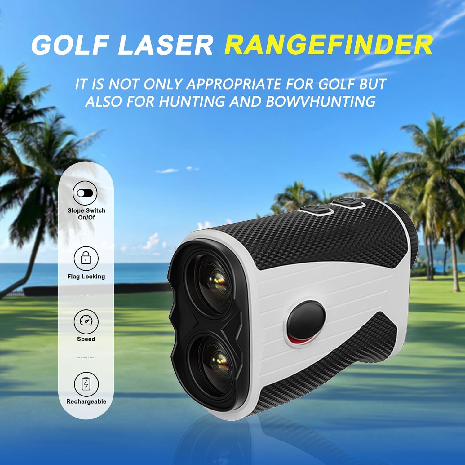 Golf Rangefinder with Slope 1200 Yards Laser Range Finder Golfing with Flag Pole Locking Vibration, 7X Magnification Rechargeable Laser Range Finder Distance Measuring with High-Precision