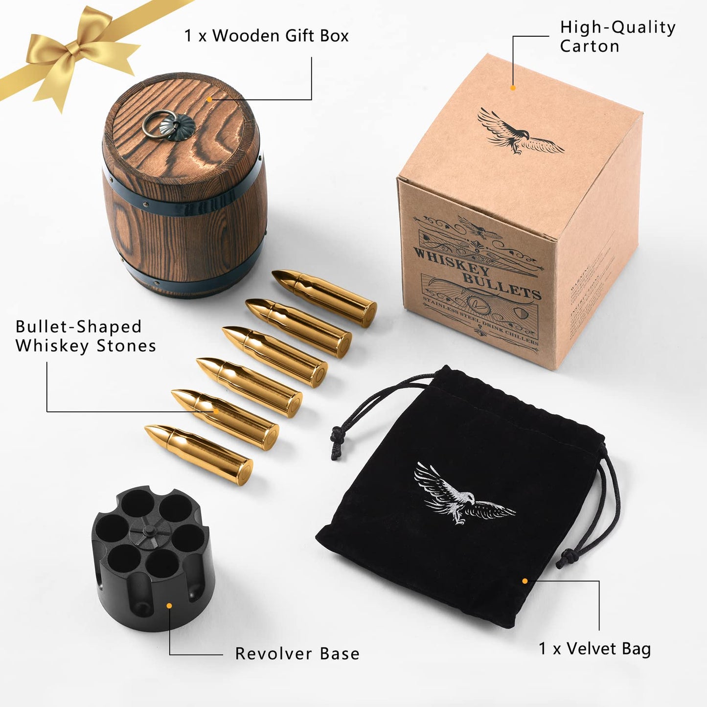 PONPUR Golf Gifts for Men Golfer, 4X Whiskey Golf Balls with 1 Tongs, Birthday, Anniversary, for Dad Him Husband, Reusable Stainless Steel Golf Ice Balls Whiskey Gift for Golf Lover