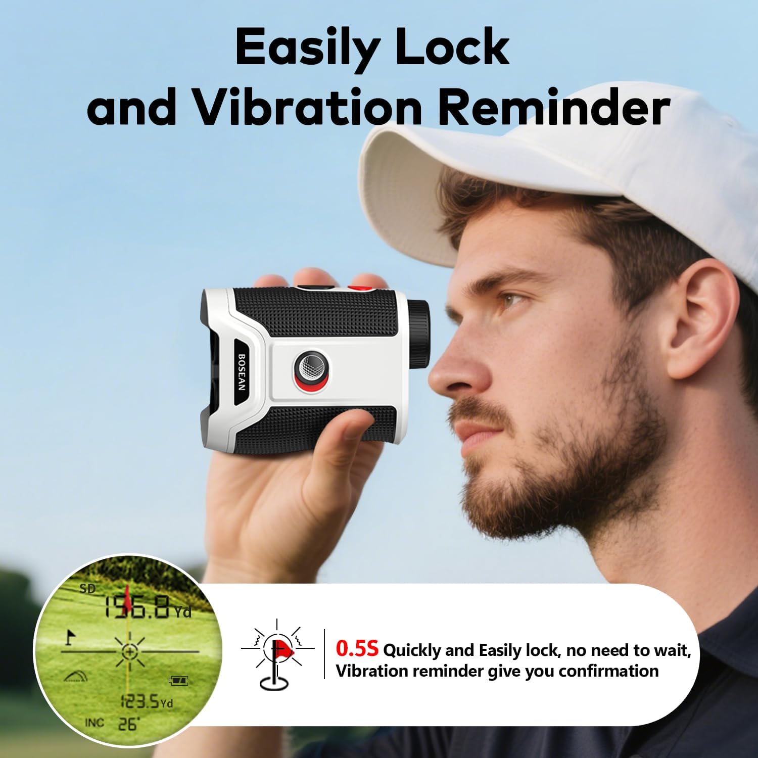 MOESAPU Gadget Golf Range Finder with Slope, 1200Yards Golf Rangefinder, 7X Magnification Transmission Len, Flag Lock Vibration, Continuous Scan, Rechargeable Magnetic Golf Accessories, White