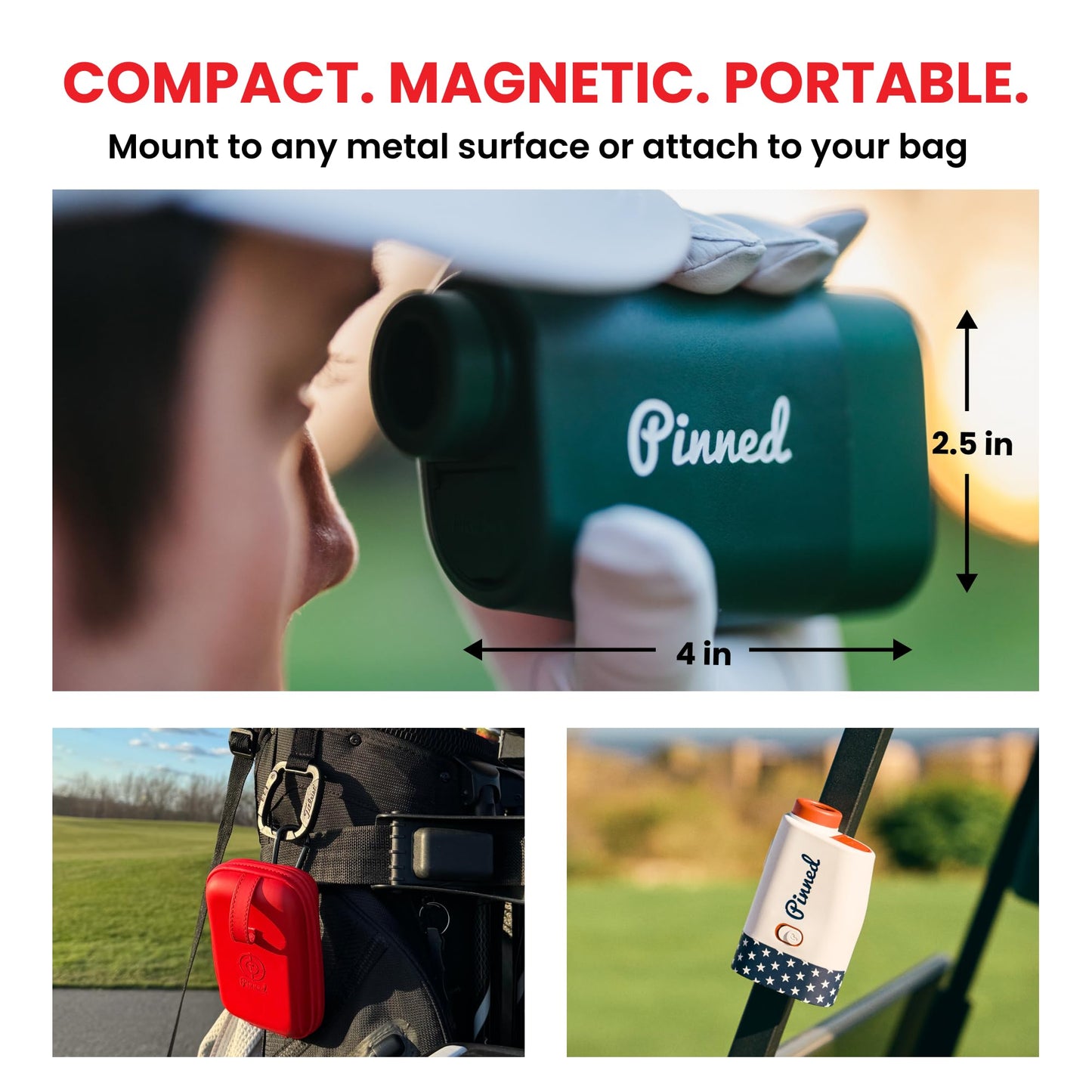 Pinned Prism Slope Golf Rangefinder - Golf Distance Rangefinder with Slope - USB Rechargeable, Pinned Locked Vibration Laser Range Finder - Range Finder Accessories & Gift for Men and Women