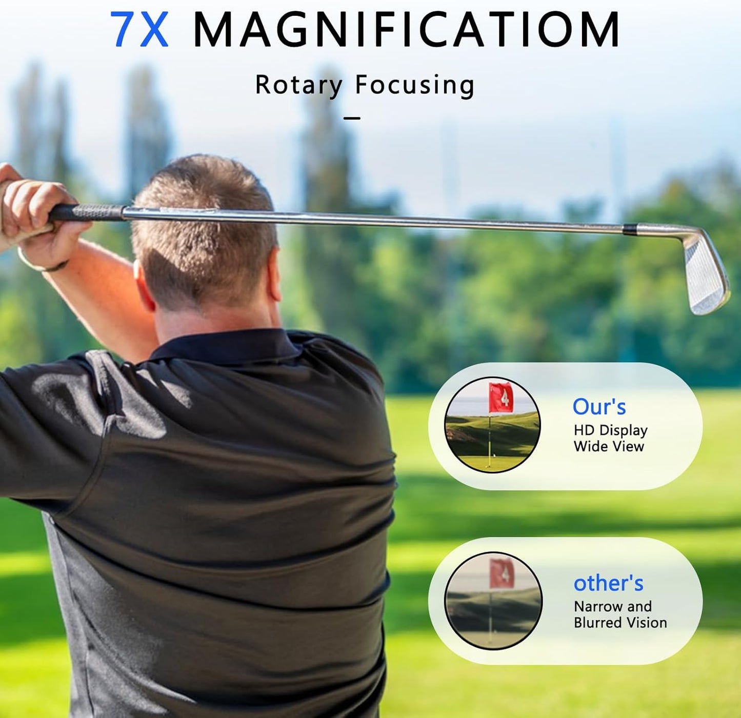 Golf Rangefinder with Slope 1200 Yards Laser Range Finder Golfing with Flag Pole Locking Vibration, 7X Magnification Rechargeable Laser Range Finder Distance Measuring with High-Precision