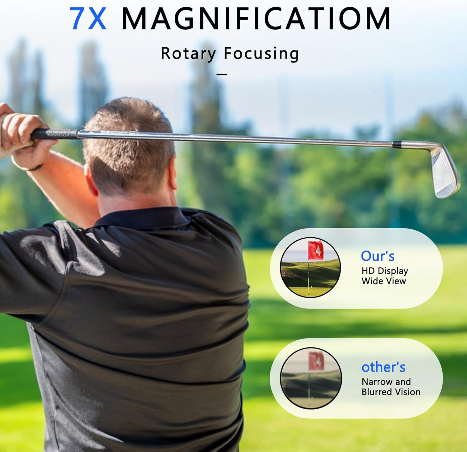 Golf Rangefinder with Slope 1200 Yards Laser Range Finder Golfing with Flag Pole Locking Vibration, 7X Magnification Rechargeable Laser Range Finder Distance Measuring with High-Precision