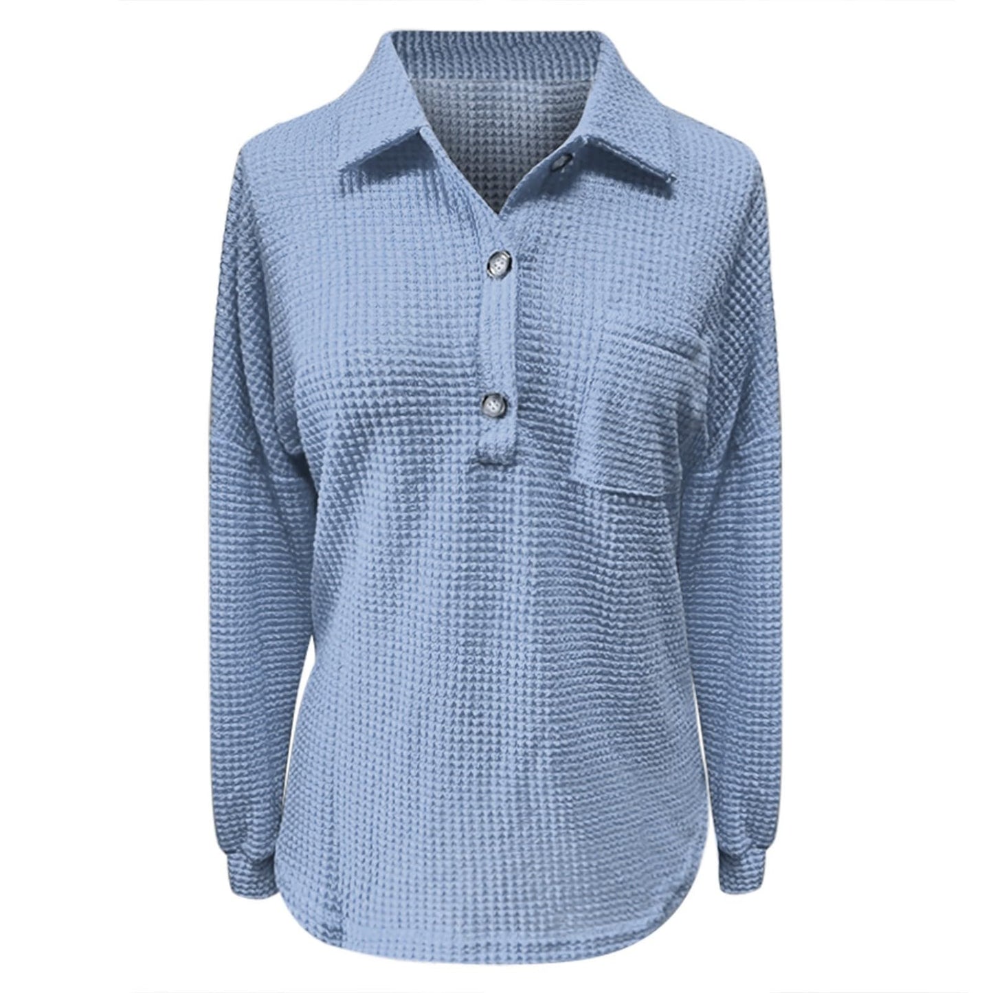 Waffle Knit Tops for Women Oversized Waffle Knit Shirt Cute Clothes Tops Sweatshirt for Women with Pocket