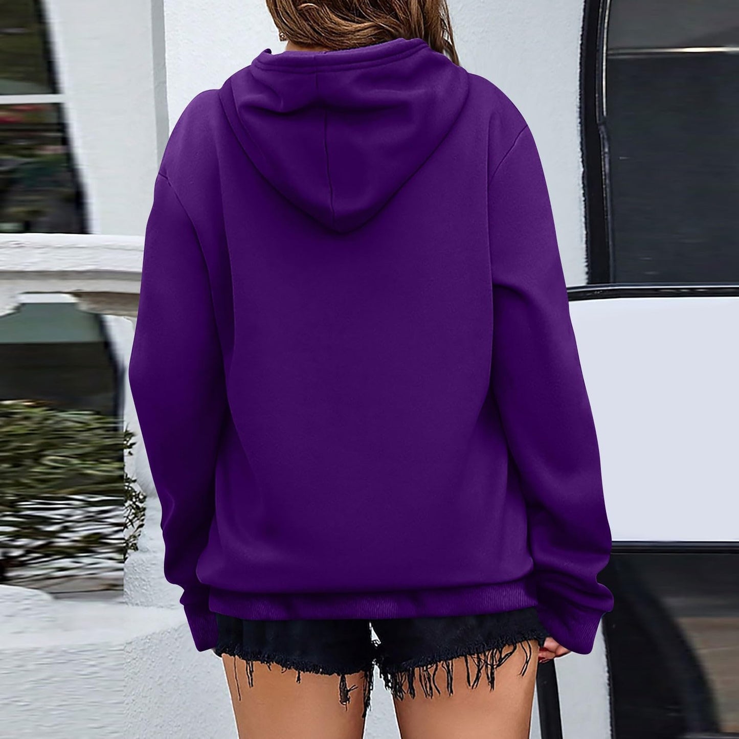 Women's Casual Hoodies Long Sleeve Lightweight Solid Pullover Tops Loose Fall Winter Sweatshirt with Pocket