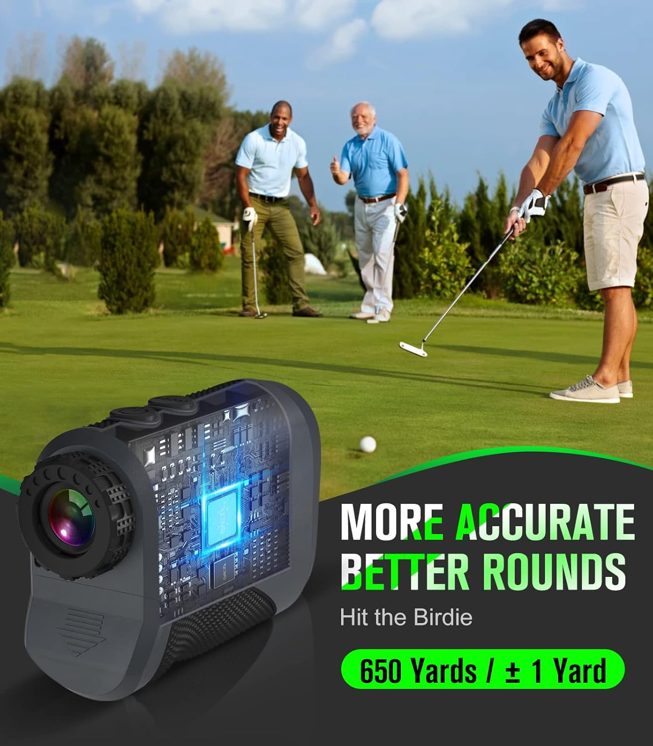 Laser Golf Rangefinder with Slope Switch and Fast Acquisition︱650 Yard Range Finder Golfing with Flag Lock Vibration and Magnetic for Golfers