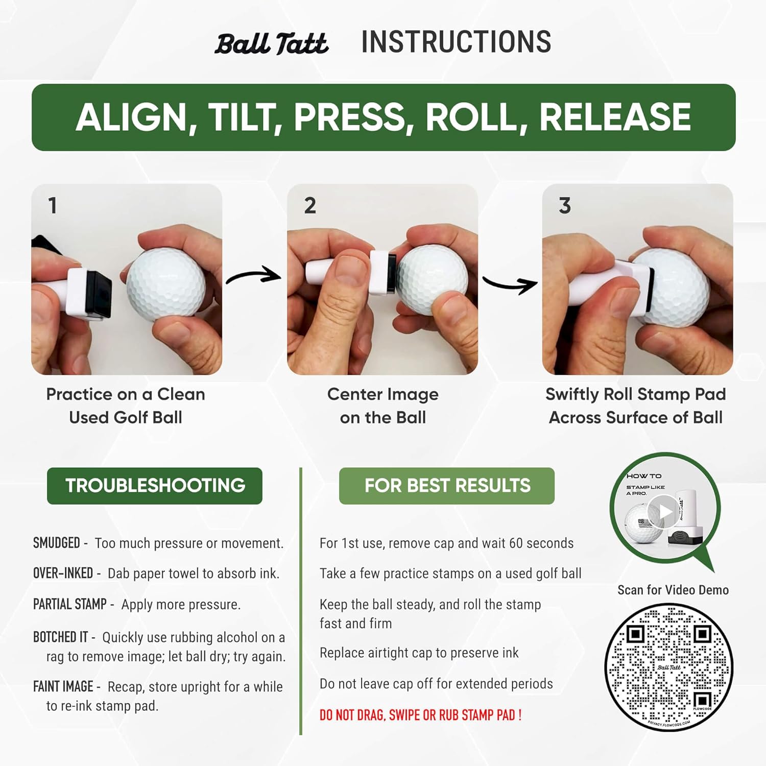 Golf Ball Stamp - Self-Inking Marker - Quick-Dry Permanent Marking Tool, No Leaks or Refills, Reusable & Waterproof Golfing Stamper - Ideal Gift for Golfers, Dads, (Animals and Plants)