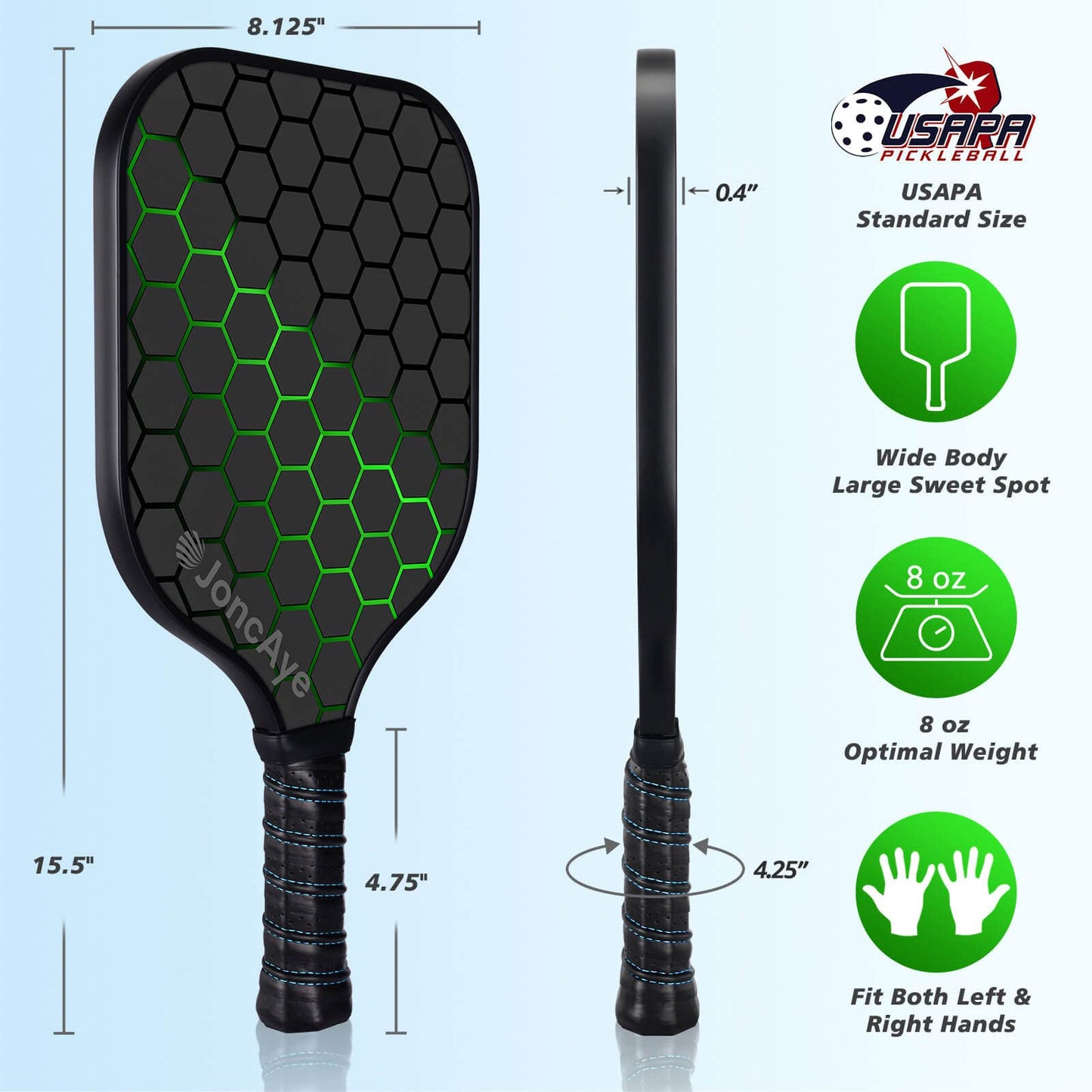 Pickleball-Paddles-Set of 4 or 2 Rackets by JoncAye, USAPA Approved Pickle-Ball Equipment with Balls, Bag, Accessories, Fiberglass Graphite Pickleball Racquet Set for Men, Women, Kids, Adults