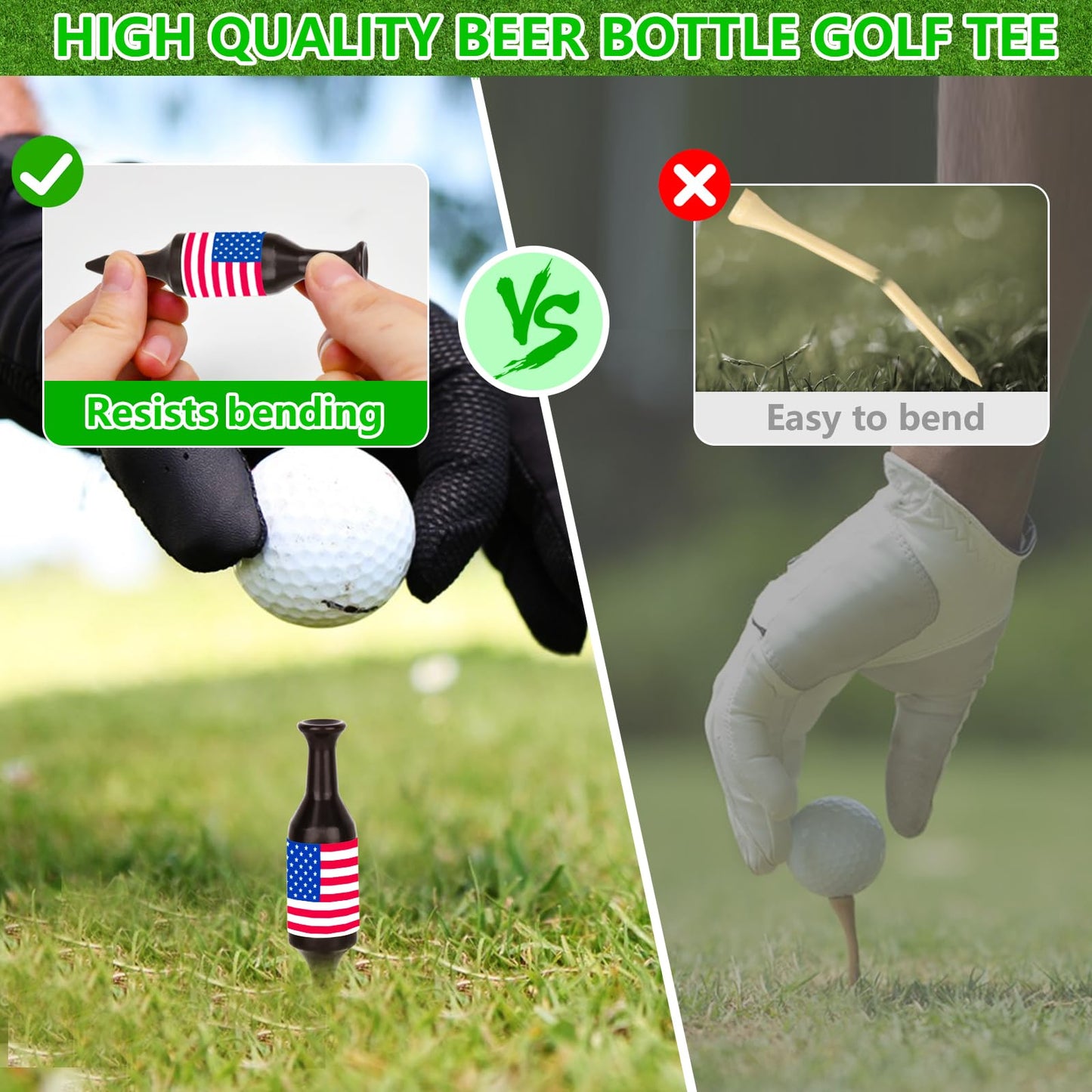 Golf Tees 12 Per Set, Golf Accessories, Beer Bottle Golf Tee Gifts for Men Women, Father, Golfers, 3.54" Tall, Plastic
