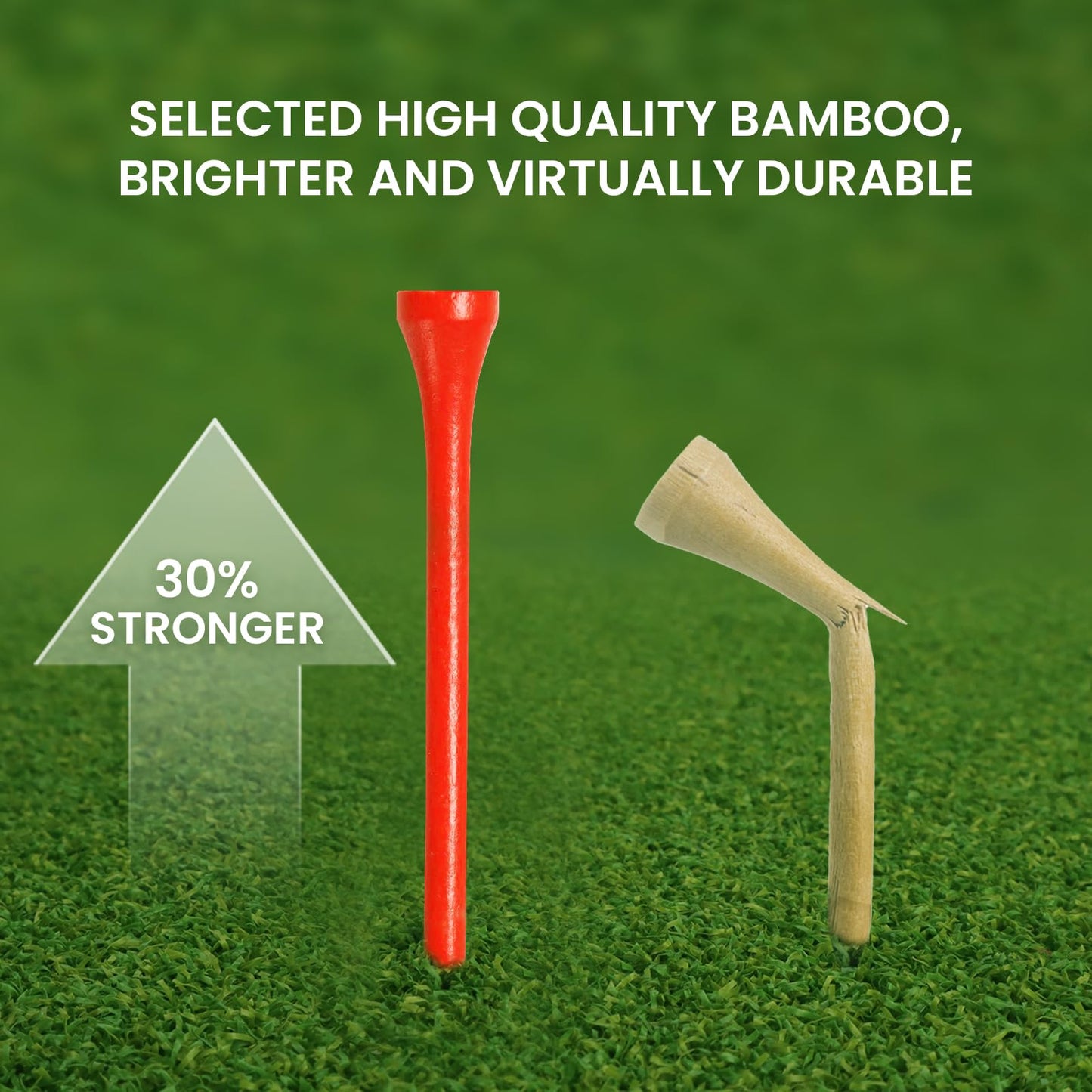 FINGER TEN Bamboo Golf Tees Wood 1 1/2 2 3/4 3 1/4 Inch Wooden Short Long Tee Color Bulk 250/500/1000/2000 Count for Men Women Kids in Red Pink USA Flag