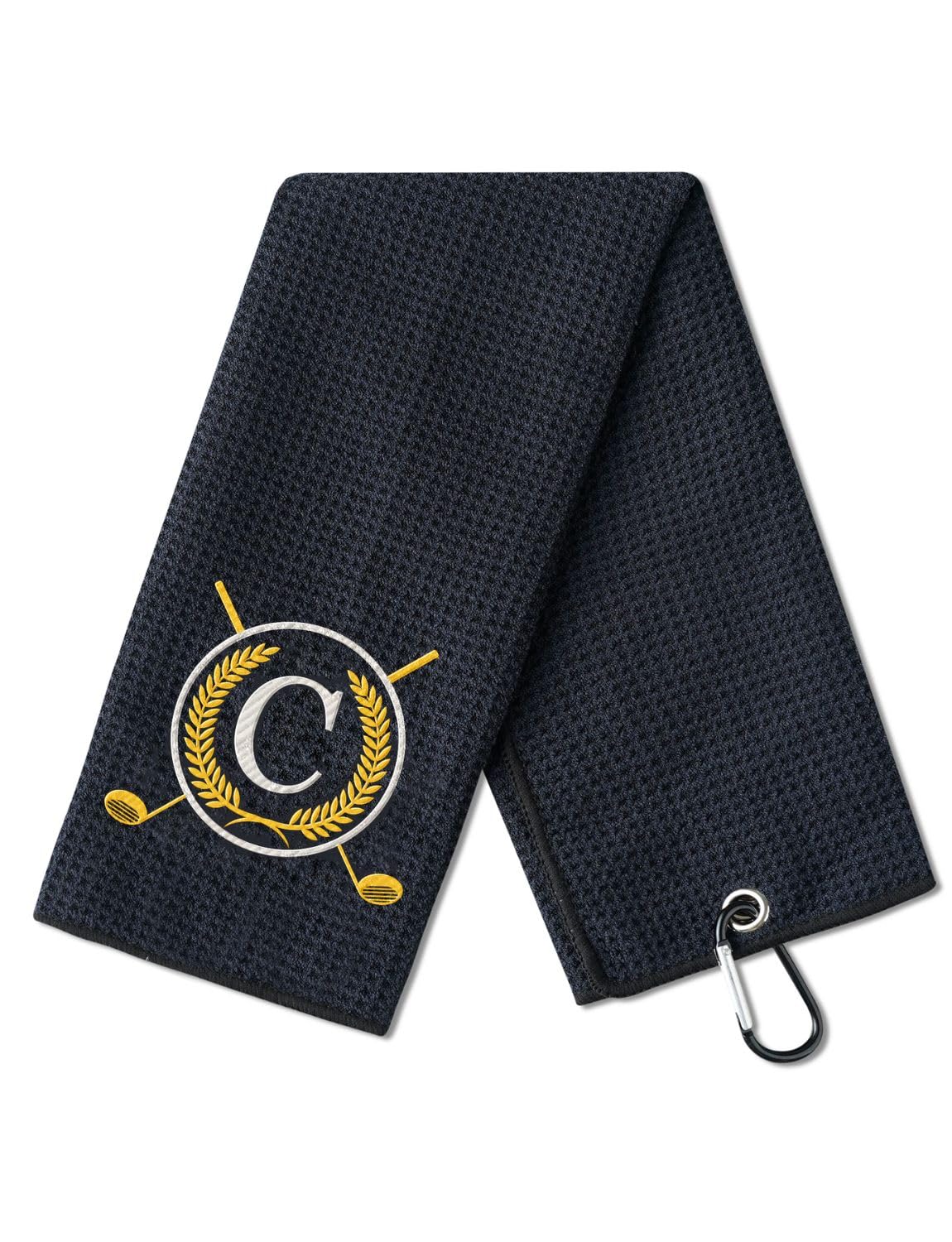 Golf Towels Gift, Monogrammed Golf Towels for Golf Bags for Men and Women on National Golf Day, Retirement, Birthday, and Christmas, 16”x 24” Microfiber Golf Towel - Initial A