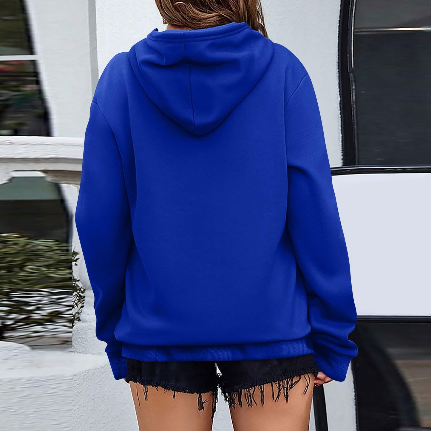 Women's Casual Hoodies Long Sleeve Lightweight Solid Pullover Tops Loose Fall Winter Sweatshirt with Pocket