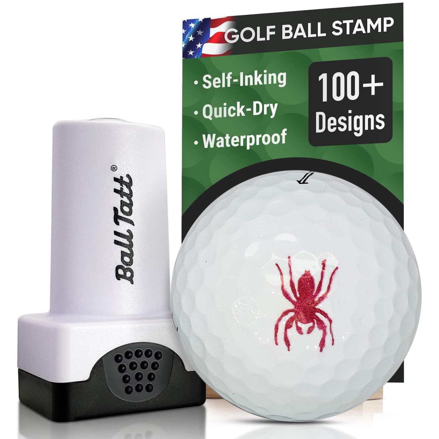 Golf Ball Stamp - Self-Inking Marker - Quick-Dry Permanent Marking Tool, No Leaks or Refills, Reusable & Waterproof Golfing Stamper - Ideal Gift for Golfers, Dads, (Animals and Plants)