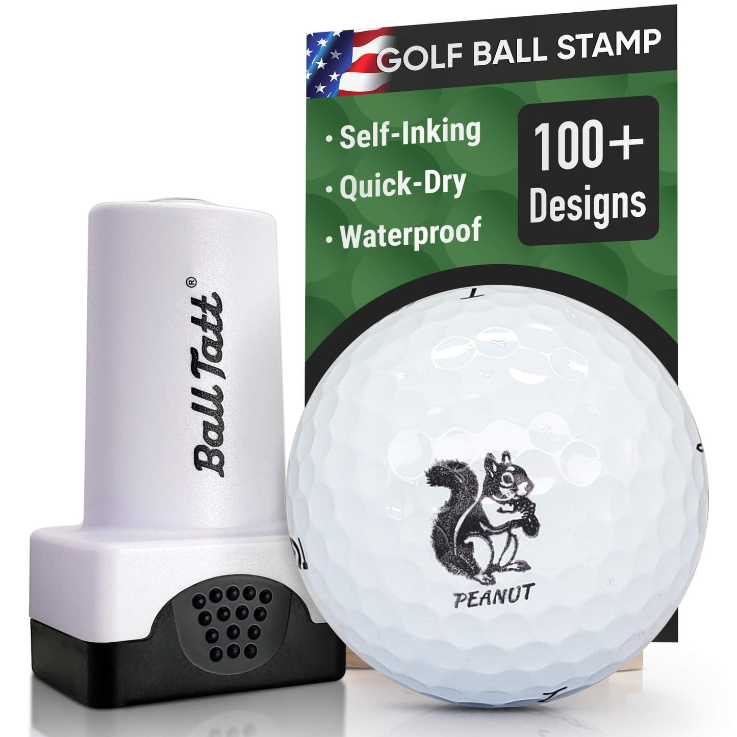 Golf Ball Stamp - Self-Inking Marker - Quick-Dry Permanent Marking Tool, No Leaks or Refills, Reusable & Waterproof Golfing Stamper - Ideal Gift for Golfers, Dads, (Animals and Plants)