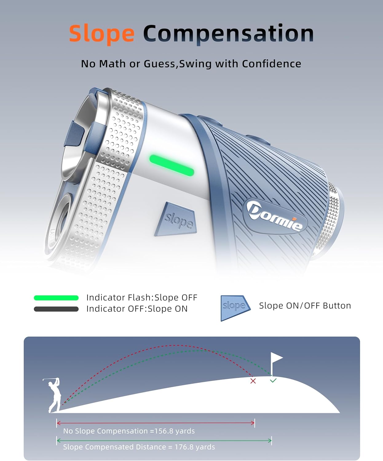 Golf Rangefinder with Slope,800 Yards Laser Range Finder Golfing,Aluminum Alloy Body,Flag Pole Locking Vibration,Slope Compensation,6X Magnification Rangefinder with Magnet