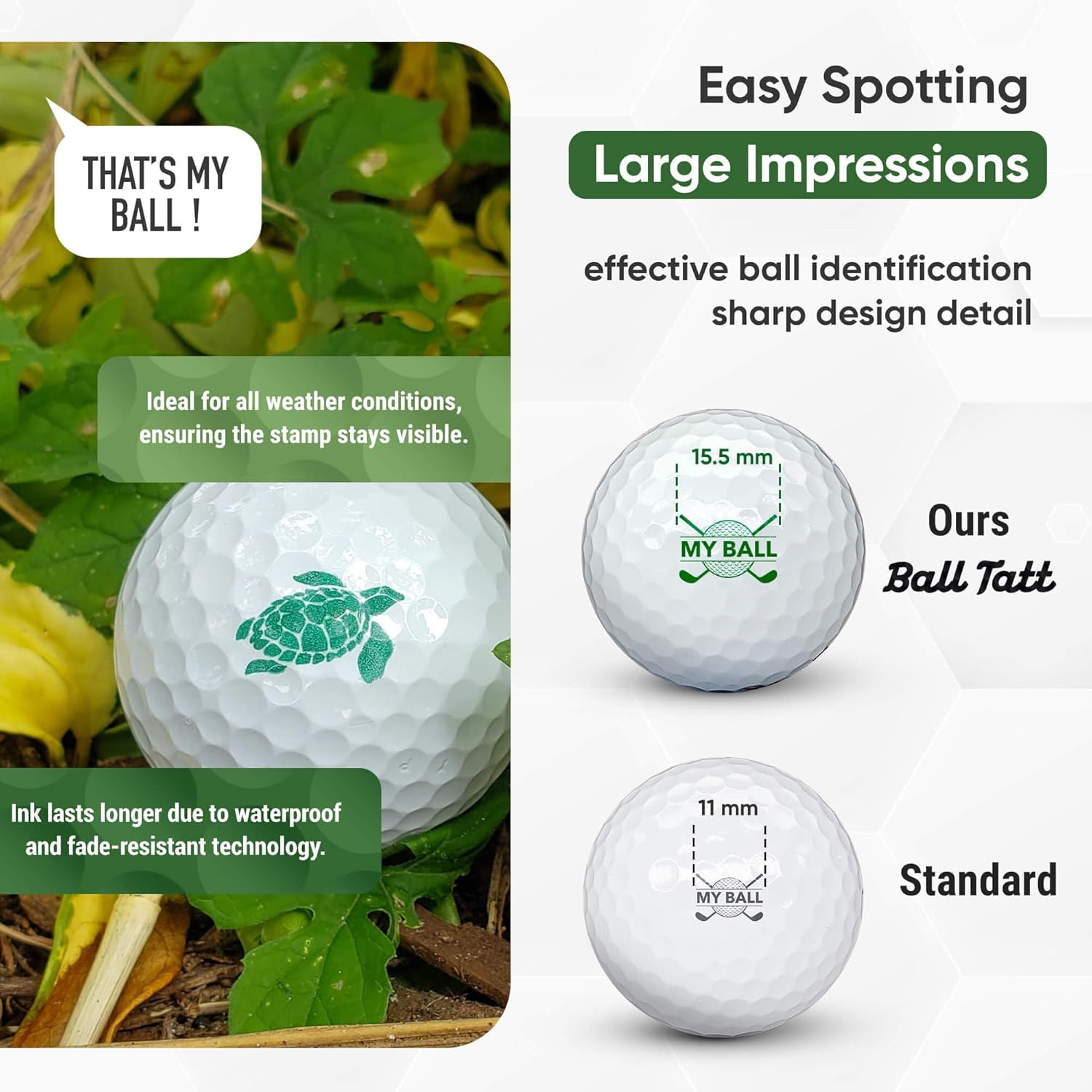 Golf Ball Stamp - Self-Inking Marker - Quick-Dry Permanent Marking Tool, No Leaks or Refills, Reusable & Waterproof Golfing Stamper - Ideal Gift for Golfers, Dads, (Animals and Plants)