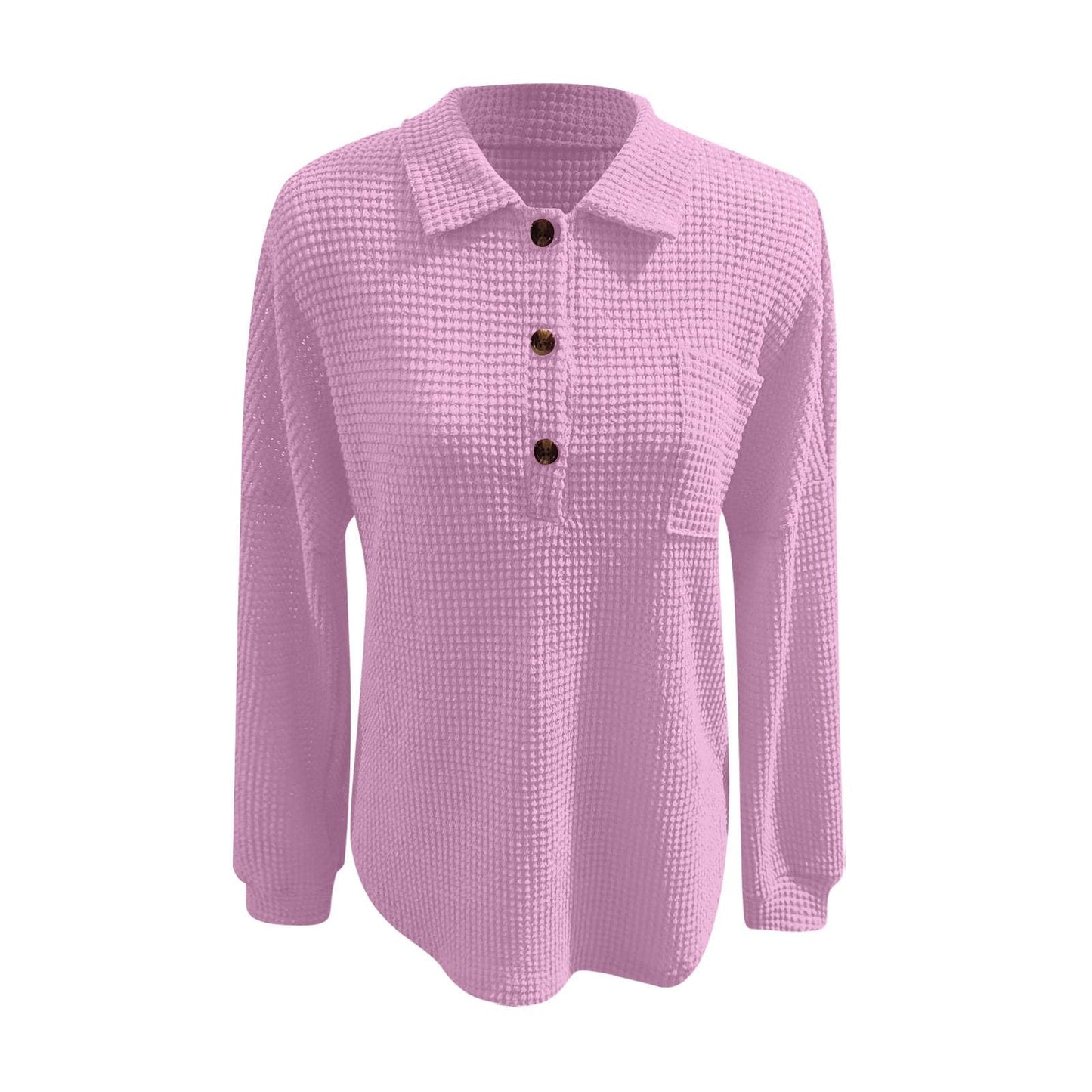 Waffle Knit Tops for Women Oversized Waffle Knit Shirt Cute Clothes Tops Sweatshirt for Women with Pocket