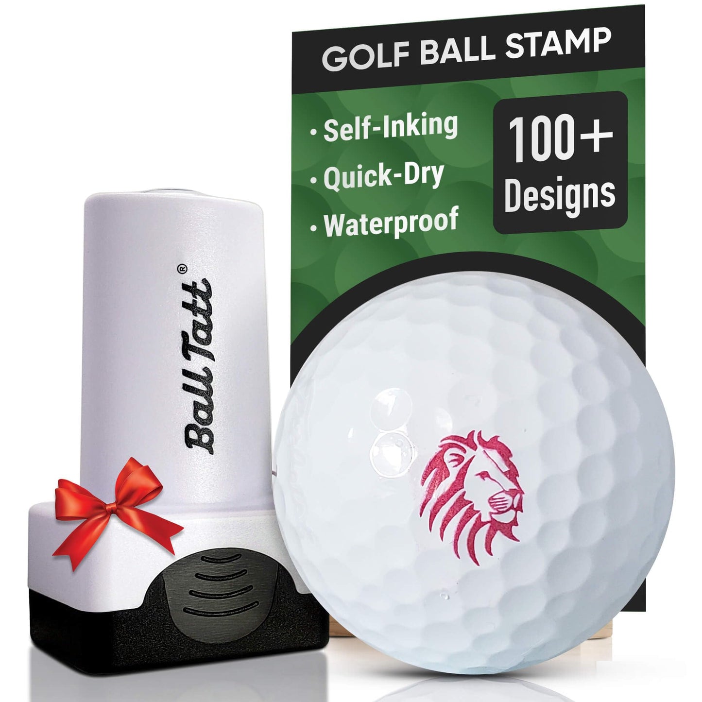 Golf Ball Stamp - Self-Inking Marker - Quick-Dry Permanent Marking Tool, No Leaks or Refills, Reusable & Waterproof Golfing Stamper - Ideal Gift for Golfers, Dads, (Animals and Plants)