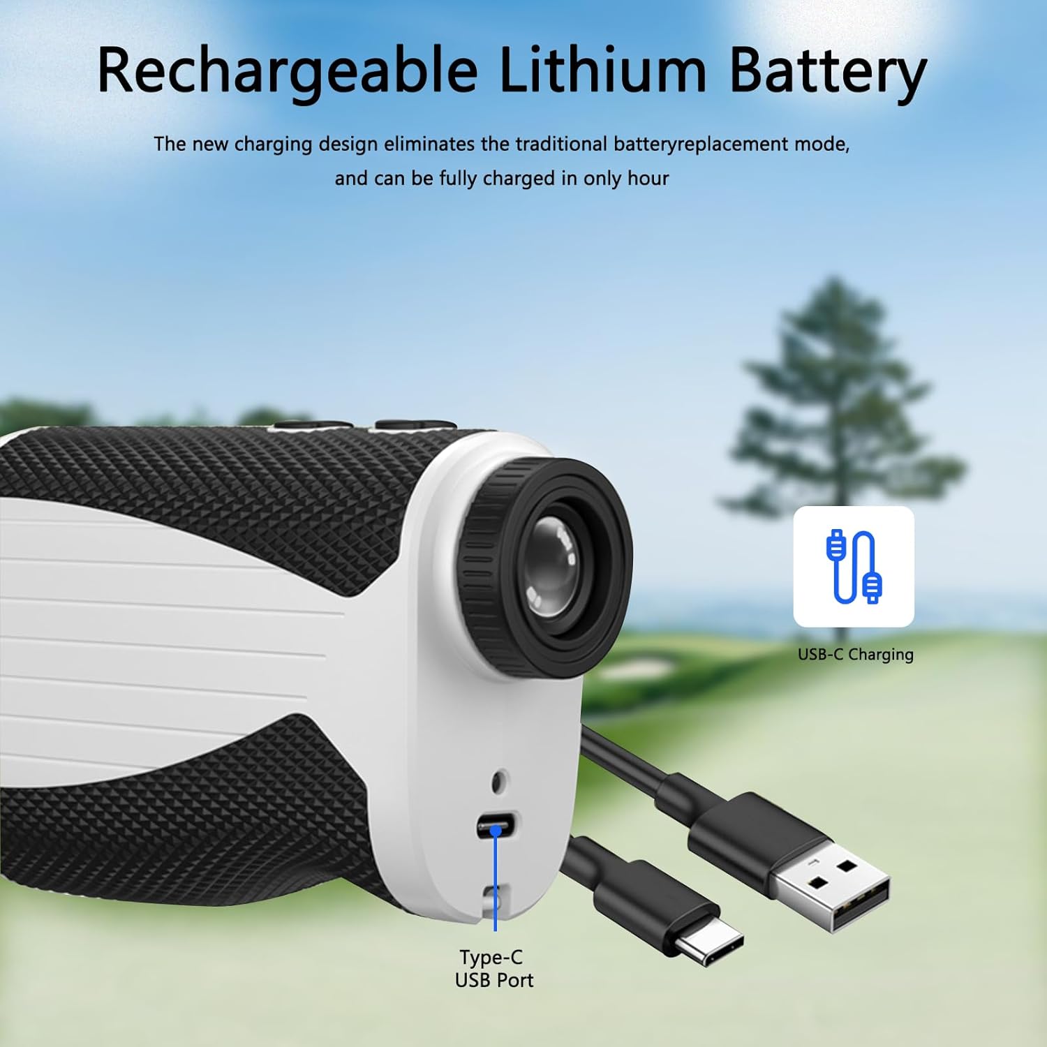 Golf Rangefinder with Slope 1200 Yards Laser Range Finder Golfing with Flag Pole Locking Vibration, 7X Magnification Rechargeable Laser Range Finder Distance Measuring with High-Precision