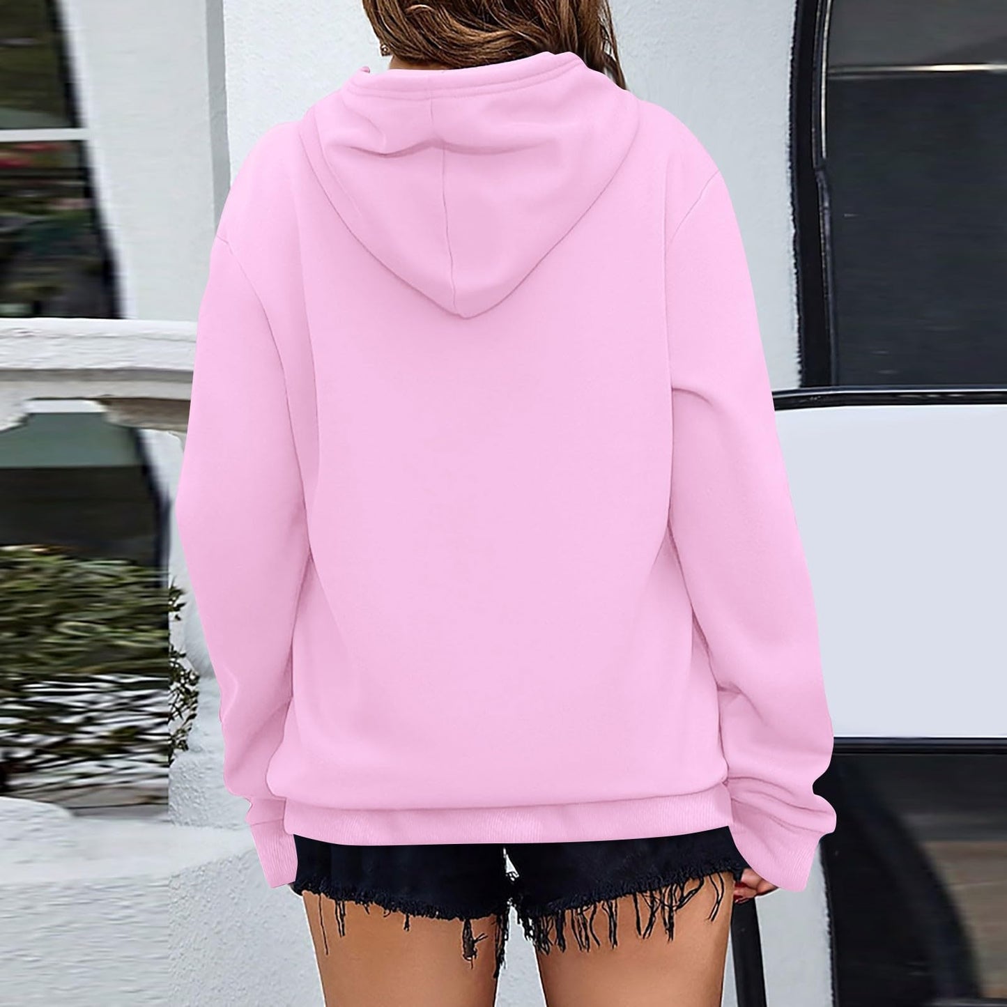 Women's Casual Hoodies Long Sleeve Lightweight Solid Pullover Tops Loose Fall Winter Sweatshirt with Pocket