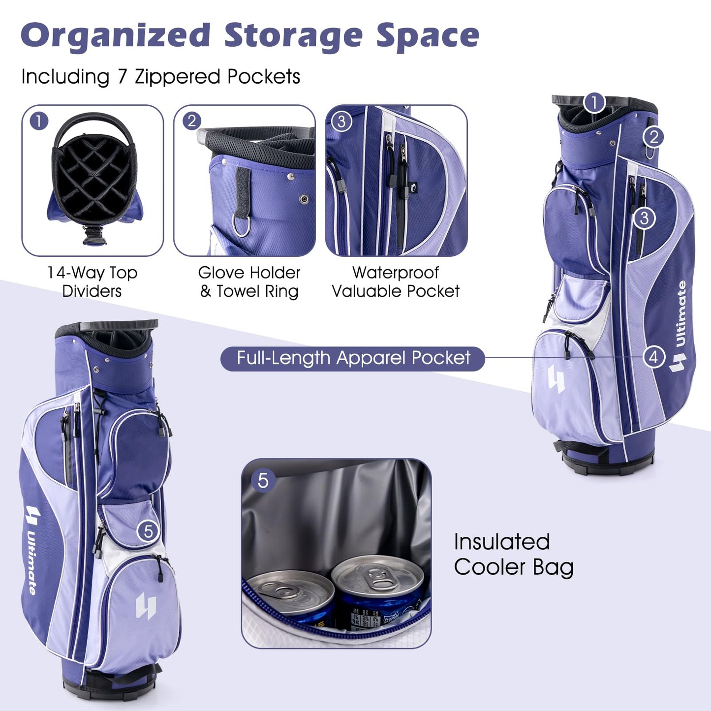 Tangkula 12 Pieces Women’s Complete Golf Club Set Right Hand, Golf Club Package Set with 460CC #1 Driver & #3 Fairway & #5 Hybrid & #5/#6/#7/#8/#9/#P/#S Irons, Putter, Portable Golf Cart Bag