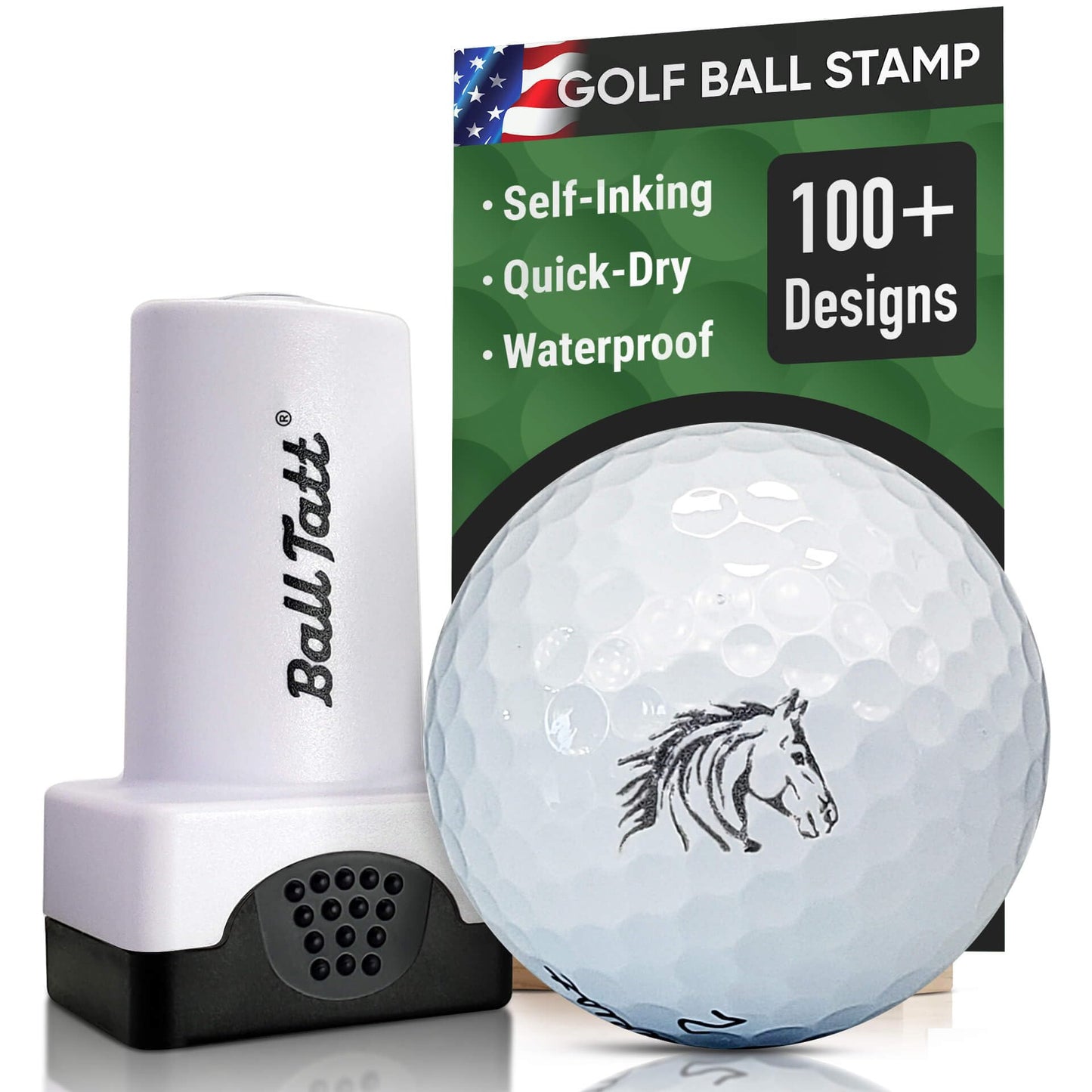 Golf Ball Stamp - Self-Inking Marker - Quick-Dry Permanent Marking Tool, No Leaks or Refills, Reusable & Waterproof Golfing Stamper - Ideal Gift for Golfers, Dads, (Animals and Plants)