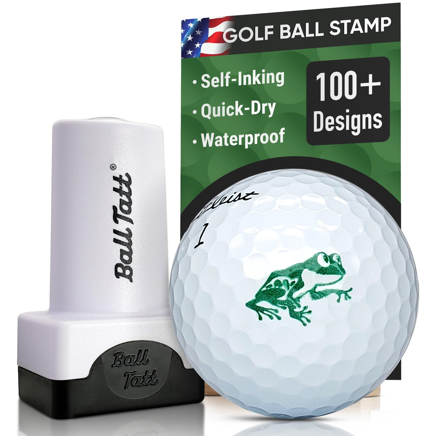 Golf Ball Stamp - Self-Inking Marker - Quick-Dry Permanent Marking Tool, No Leaks or Refills, Reusable & Waterproof Golfing Stamper - Ideal Gift for Golfers, Dads, (Animals and Plants)
