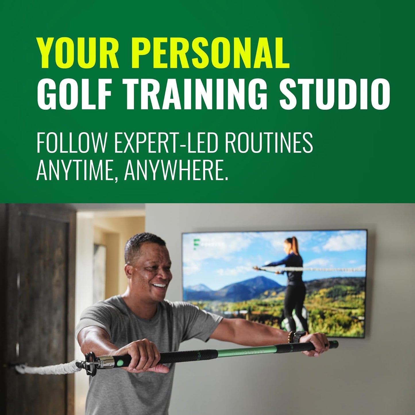 Swing Trainer – Golf Training & Fitness System for Strength, Flexibility & Swing Power – Includes 30-Day Membership & Training Bar for Golf-Specific Workouts