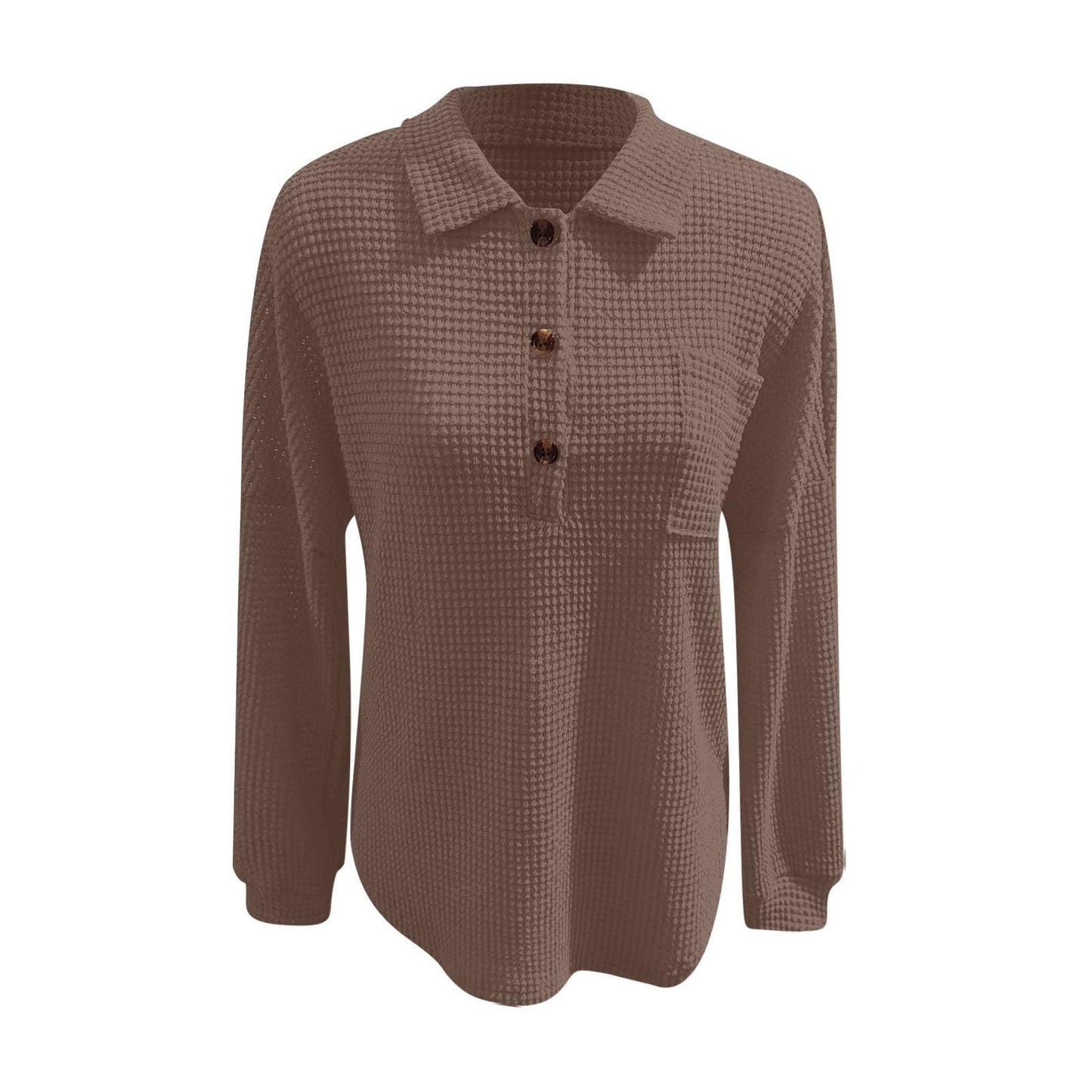 Waffle Knit Tops for Women Oversized Waffle Knit Shirt Cute Clothes Tops Sweatshirt for Women with Pocket