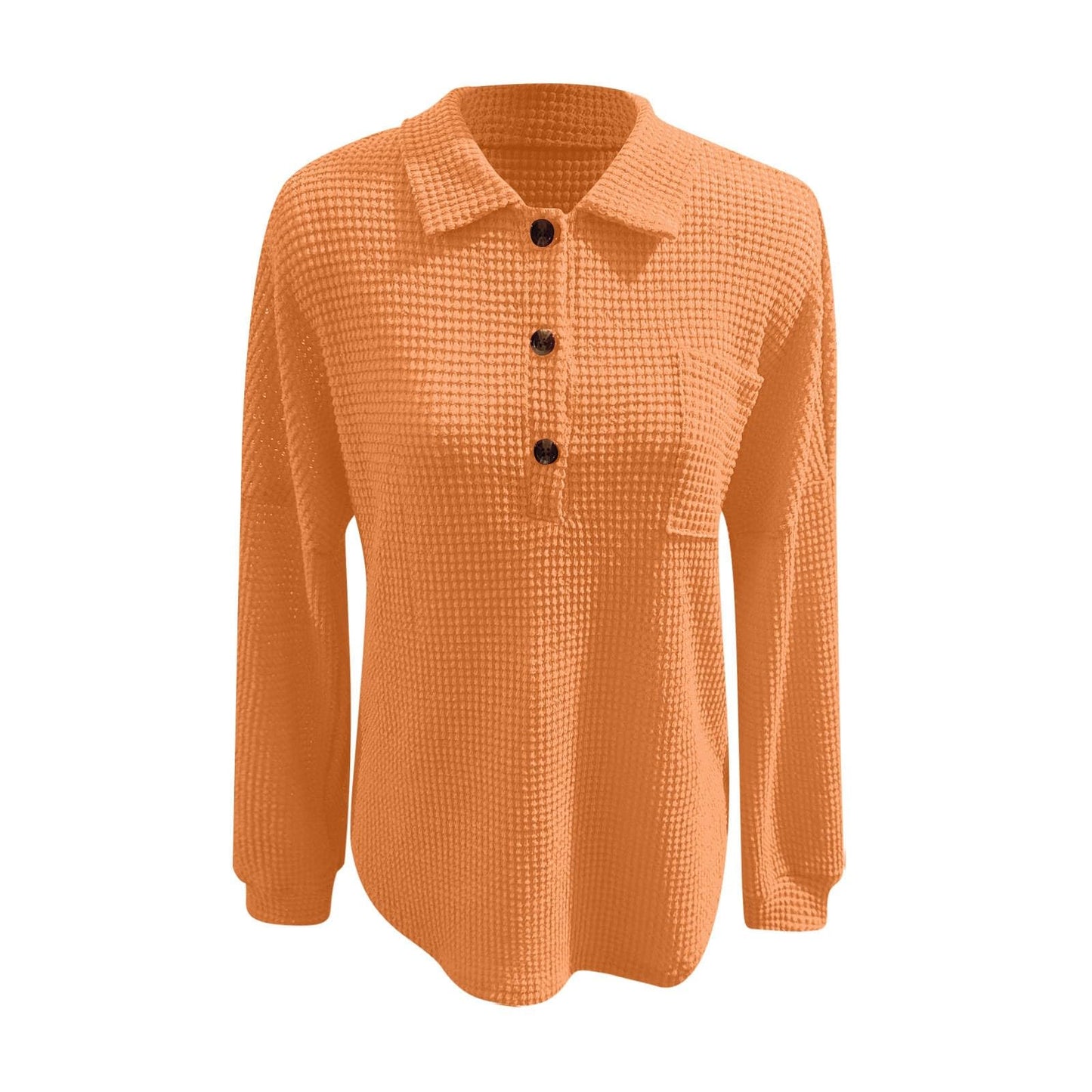 Waffle Knit Tops for Women Oversized Waffle Knit Shirt Cute Clothes Tops Sweatshirt for Women with Pocket