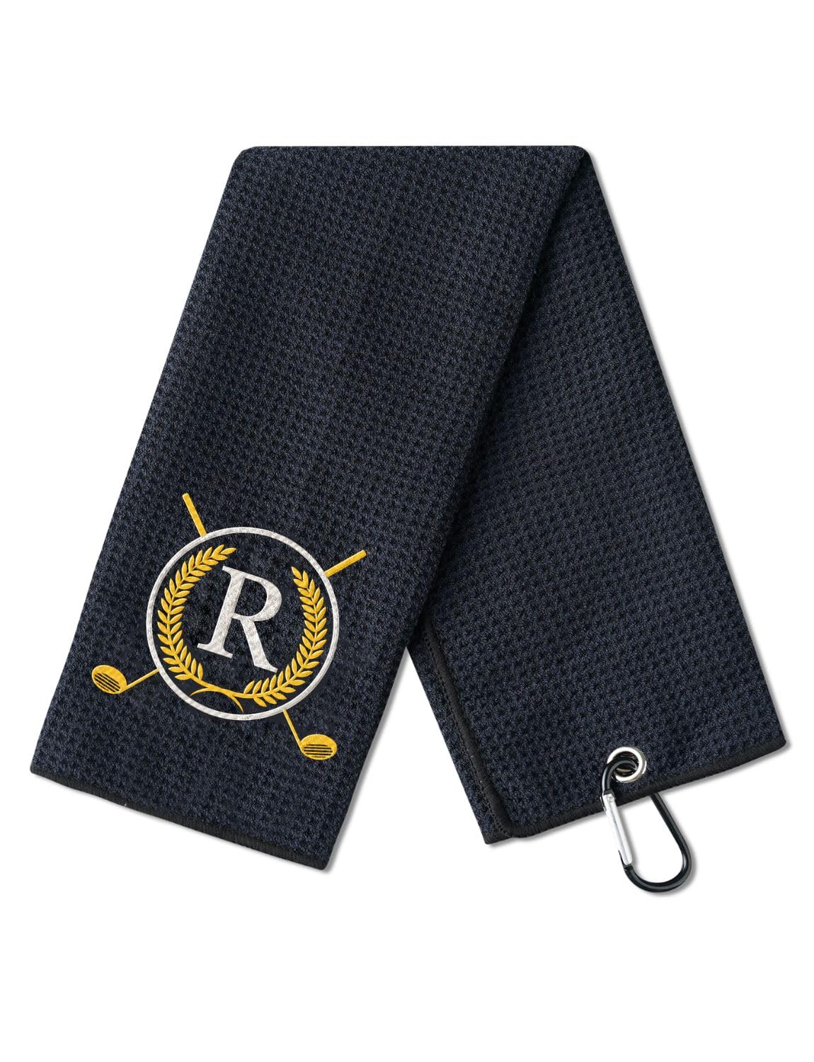 Golf Towels Gift, Monogrammed Golf Towels for Golf Bags for Men and Women on National Golf Day, Retirement, Birthday, and Christmas, 16”x 24” Microfiber Golf Towel - Initial A
