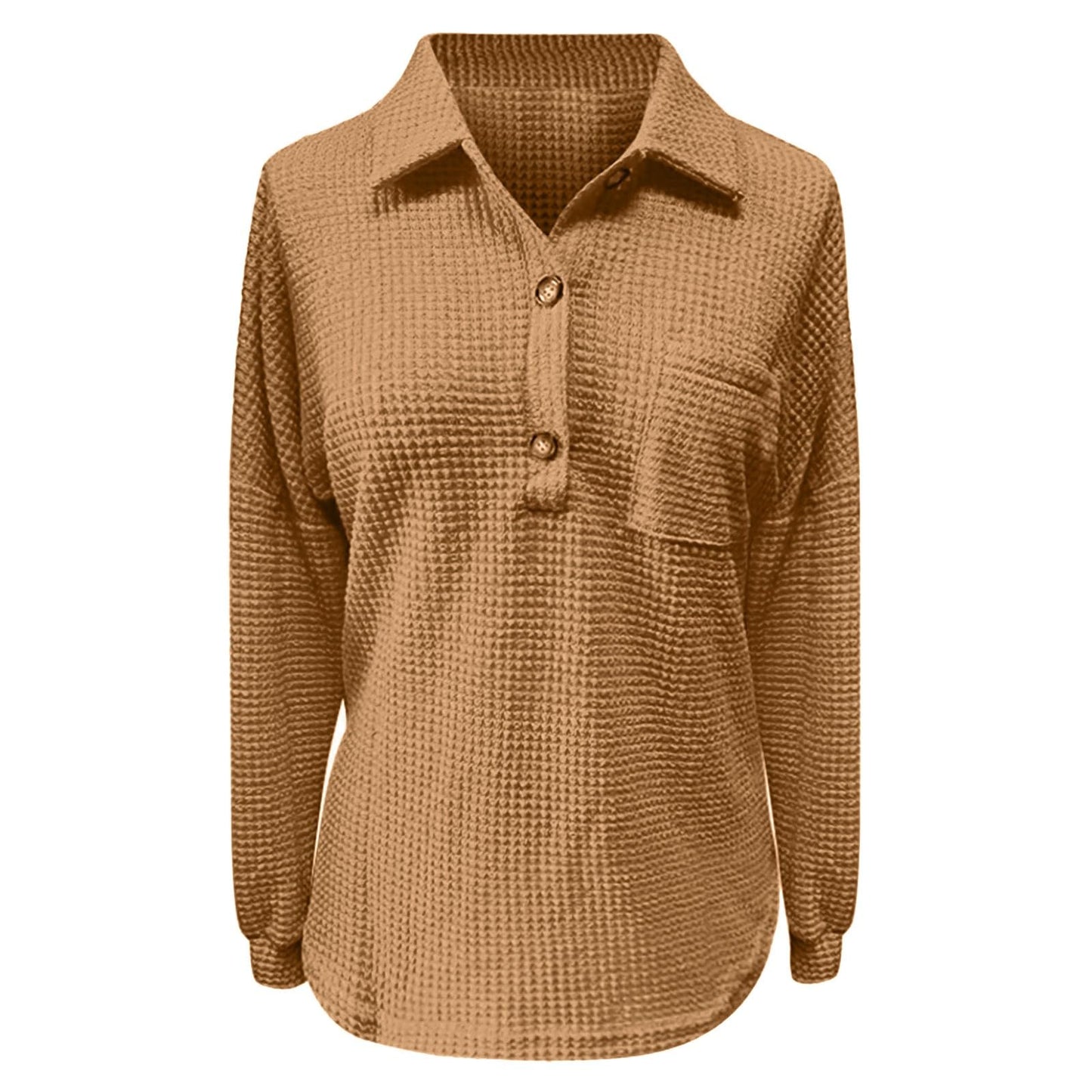 Waffle Knit Tops for Women Oversized Waffle Knit Shirt Cute Clothes Tops Sweatshirt for Women with Pocket