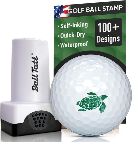 Golf Ball Stamp - Self-Inking Marker - Quick-Dry Permanent Marking Tool, No Leaks or Refills, Reusable & Waterproof Golfing Stamper - Ideal Gift for Golfers, Dads, (Animals and Plants)