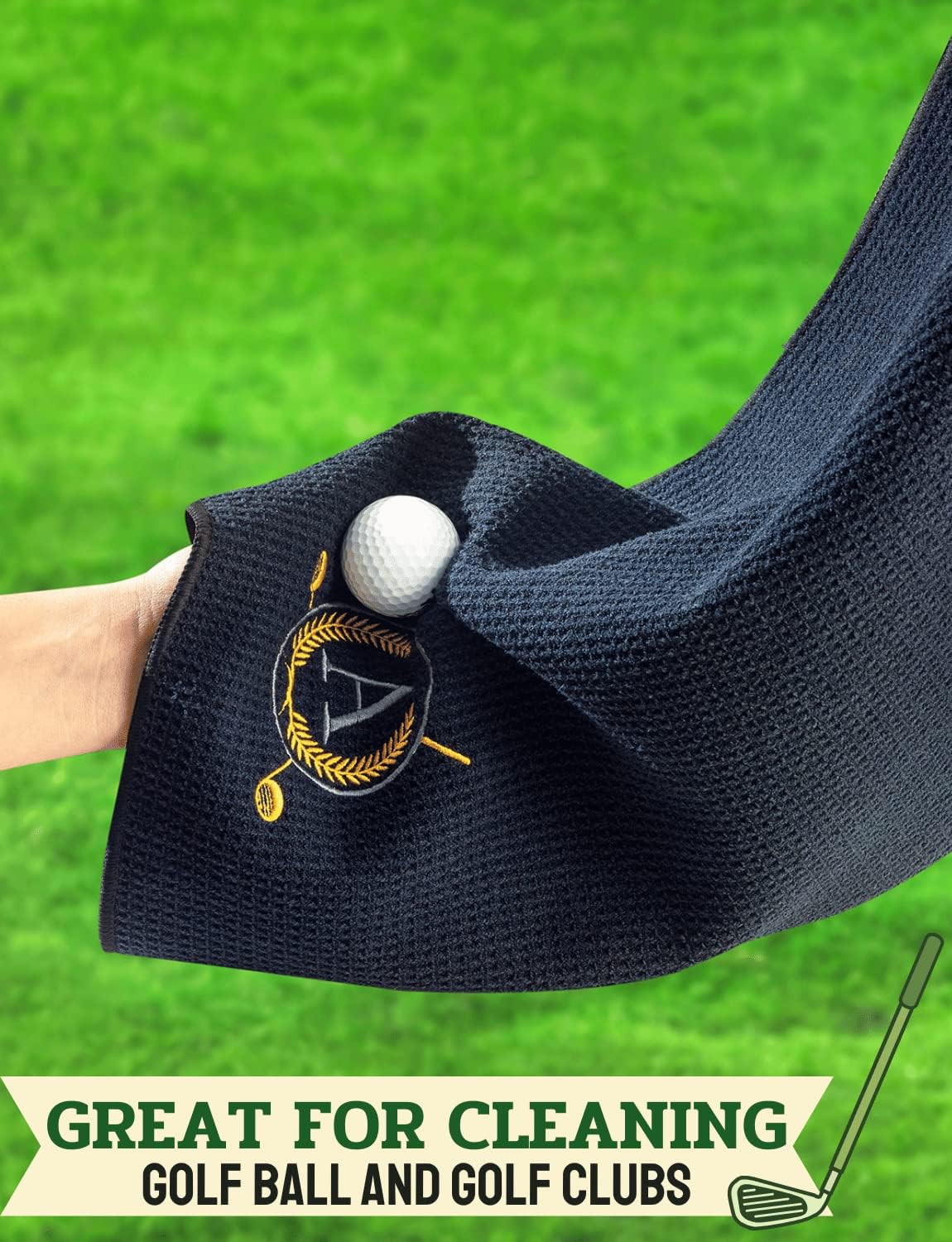 Golf Towels Gift, Monogrammed Golf Towels for Golf Bags for Men and Women on National Golf Day, Retirement, Birthday, and Christmas, 16”x 24” Microfiber Golf Towel - Initial A