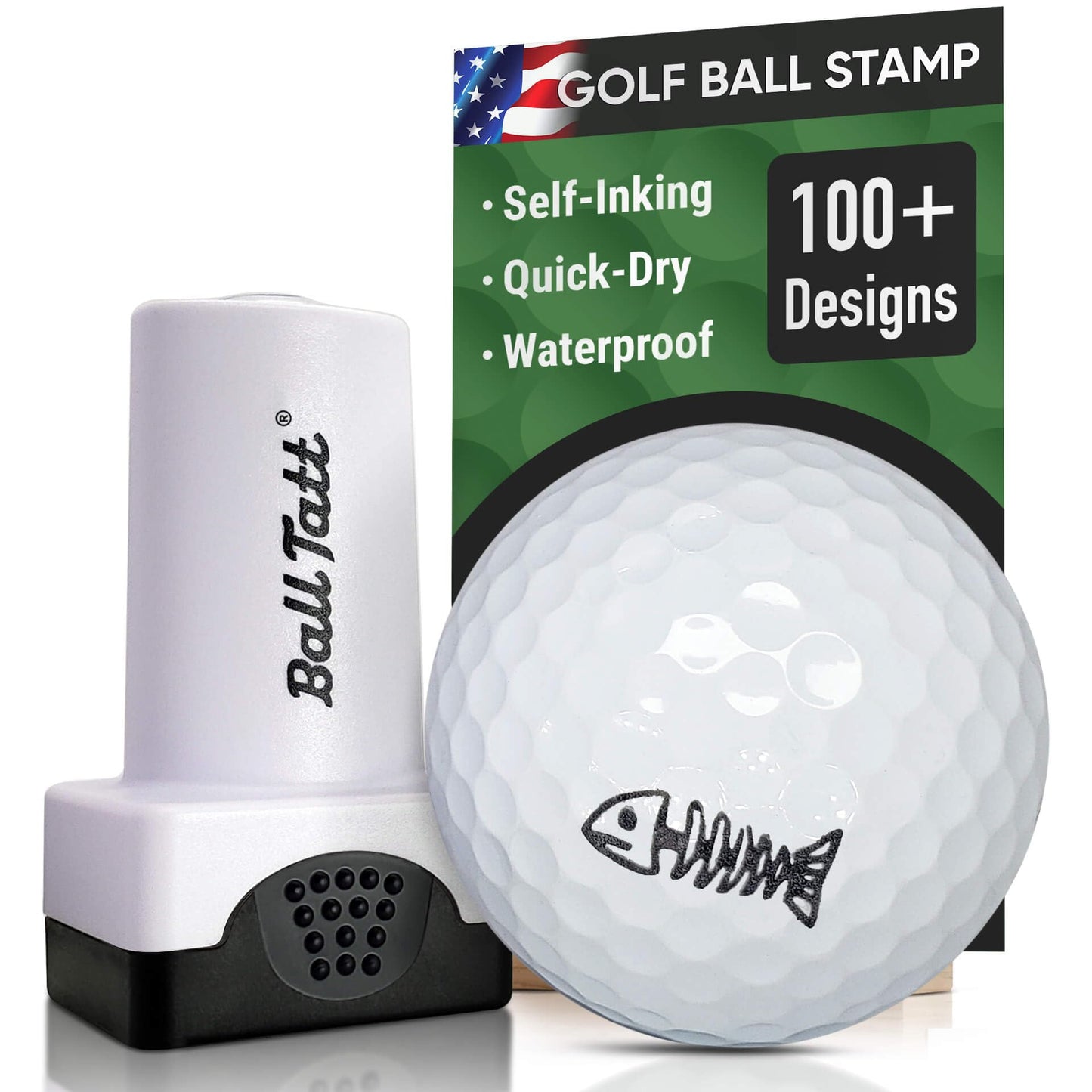 Golf Ball Stamp - Self-Inking Marker - Quick-Dry Permanent Marking Tool, No Leaks or Refills, Reusable & Waterproof Golfing Stamper - Ideal Gift for Golfers, Dads, (Animals and Plants)