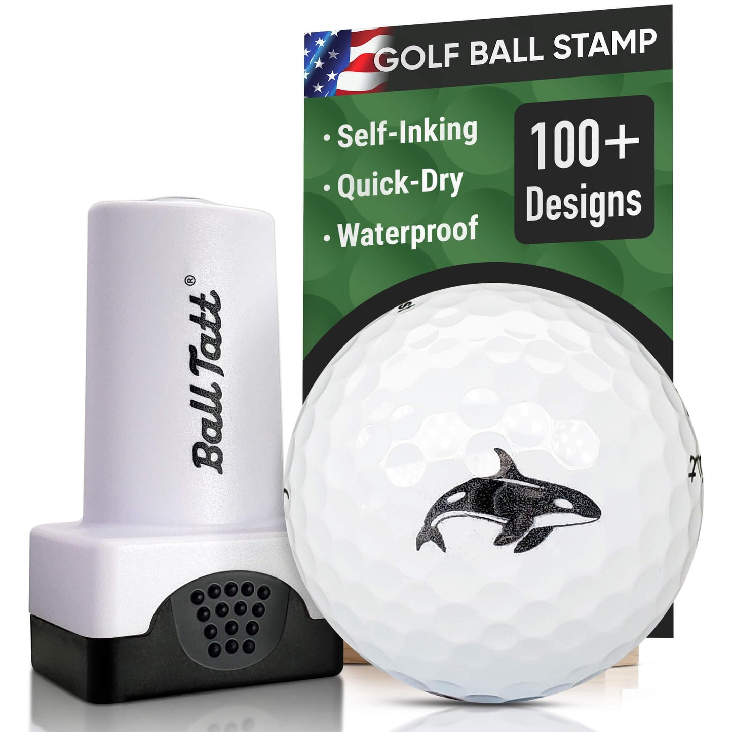 Golf Ball Stamp - Self-Inking Marker - Quick-Dry Permanent Marking Tool, No Leaks or Refills, Reusable & Waterproof Golfing Stamper - Ideal Gift for Golfers, Dads, (Animals and Plants)