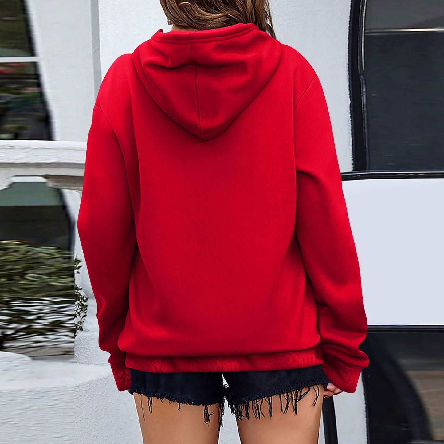 Women's Casual Hoodies Long Sleeve Lightweight Solid Pullover Tops Loose Fall Winter Sweatshirt with Pocket
